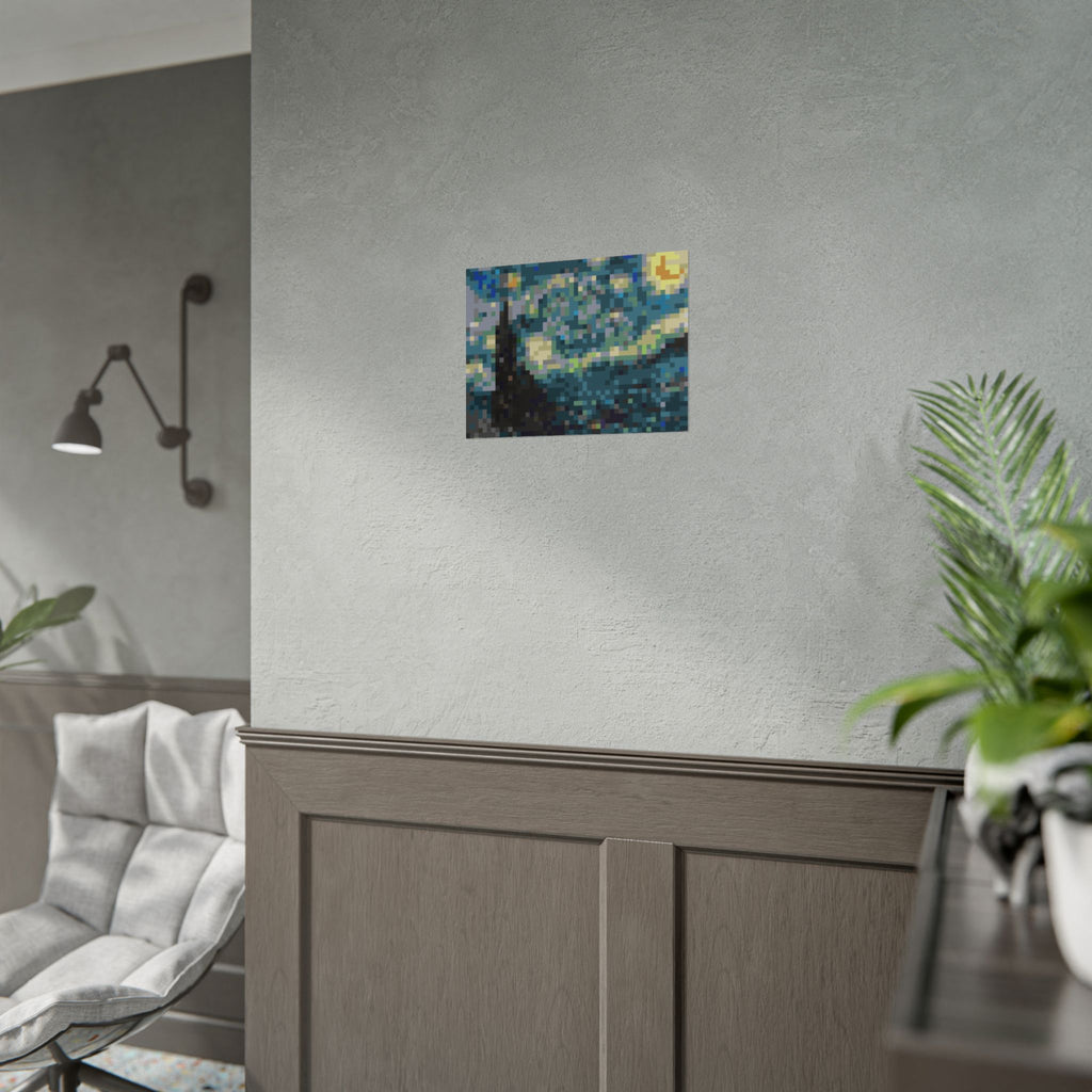 Starry Night Pixel-Style Rolled Art Print