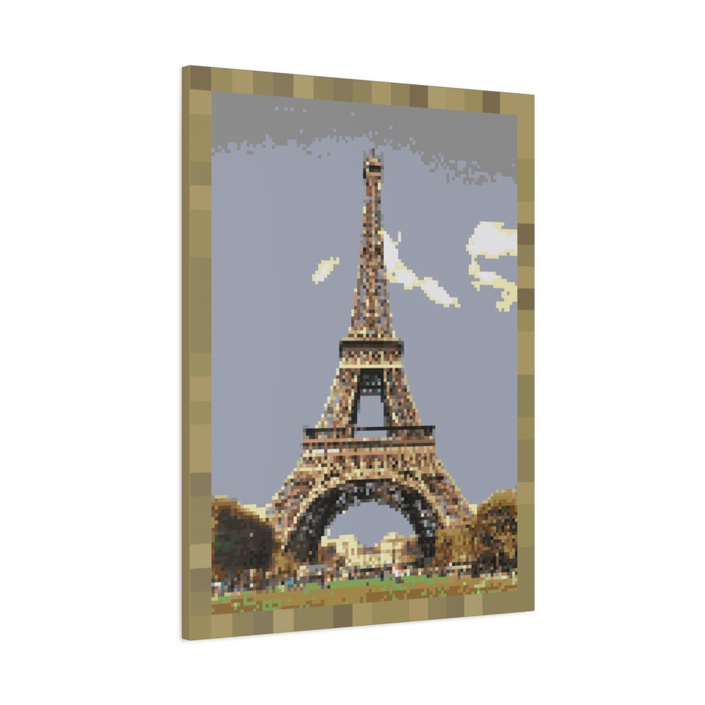 Eiffel Tower Pixel-Style Matte Canvas Print