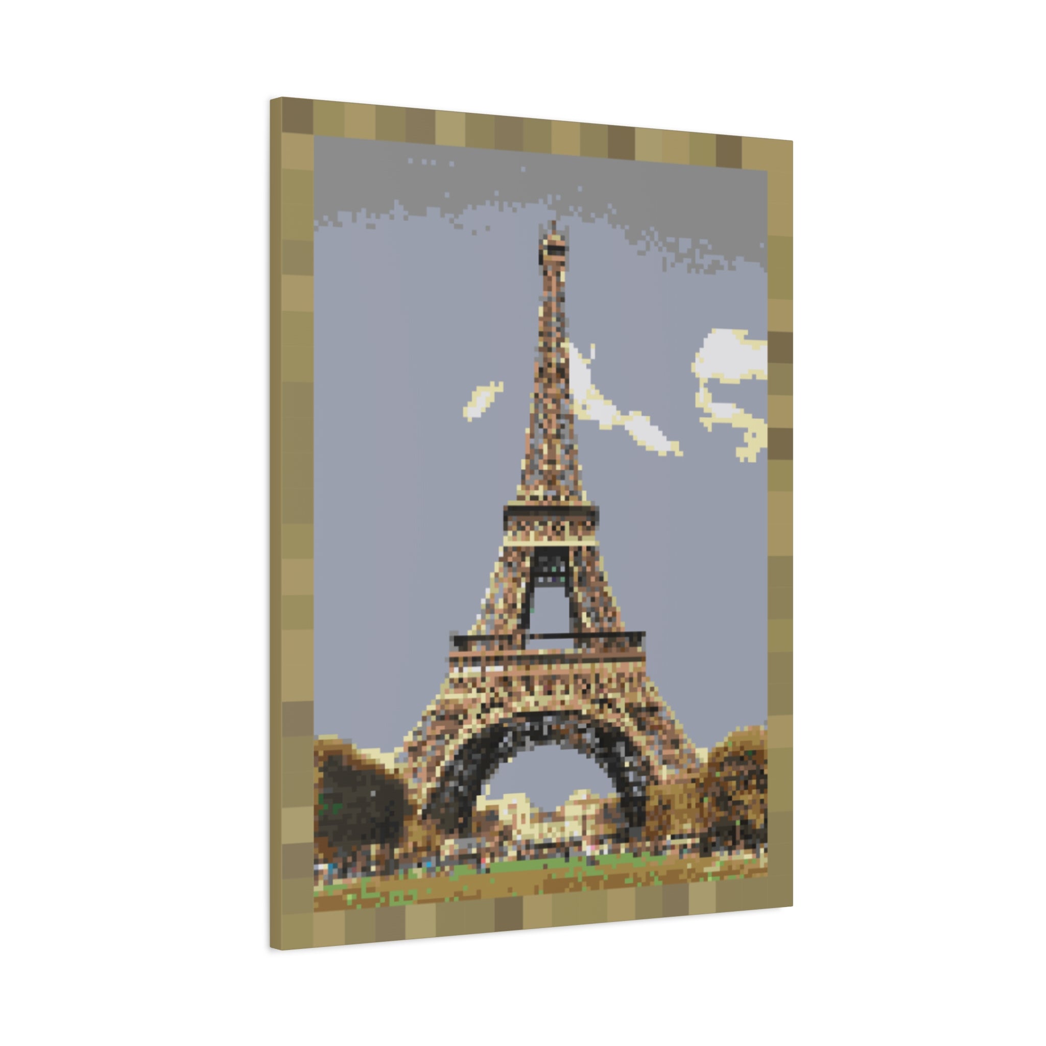 Eiffel Tower Pixel-Style Matte Canvas Print
