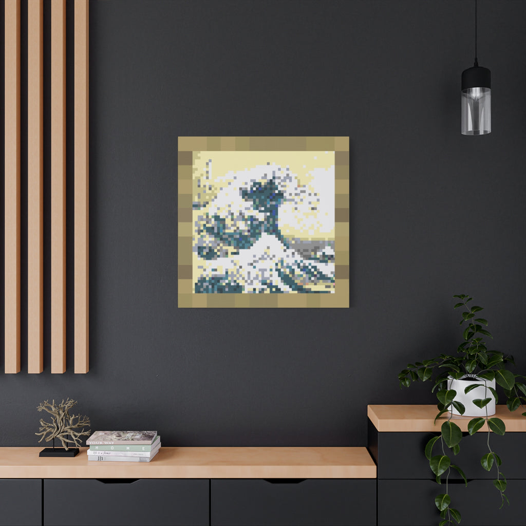 The Great Wave Pixel-Style Matte Canvas Print