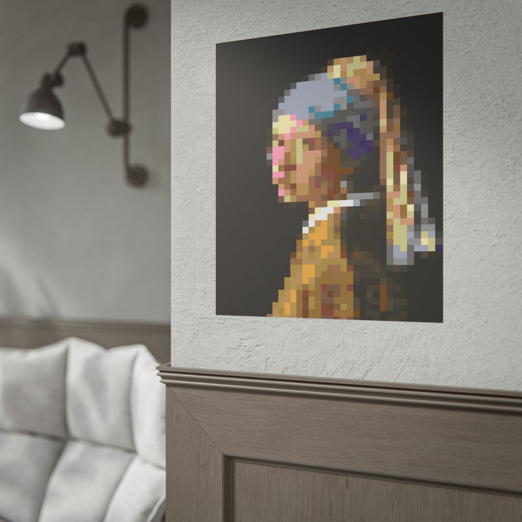 Girl with a Pearl Earring Pixel-Style Rolled Art Print