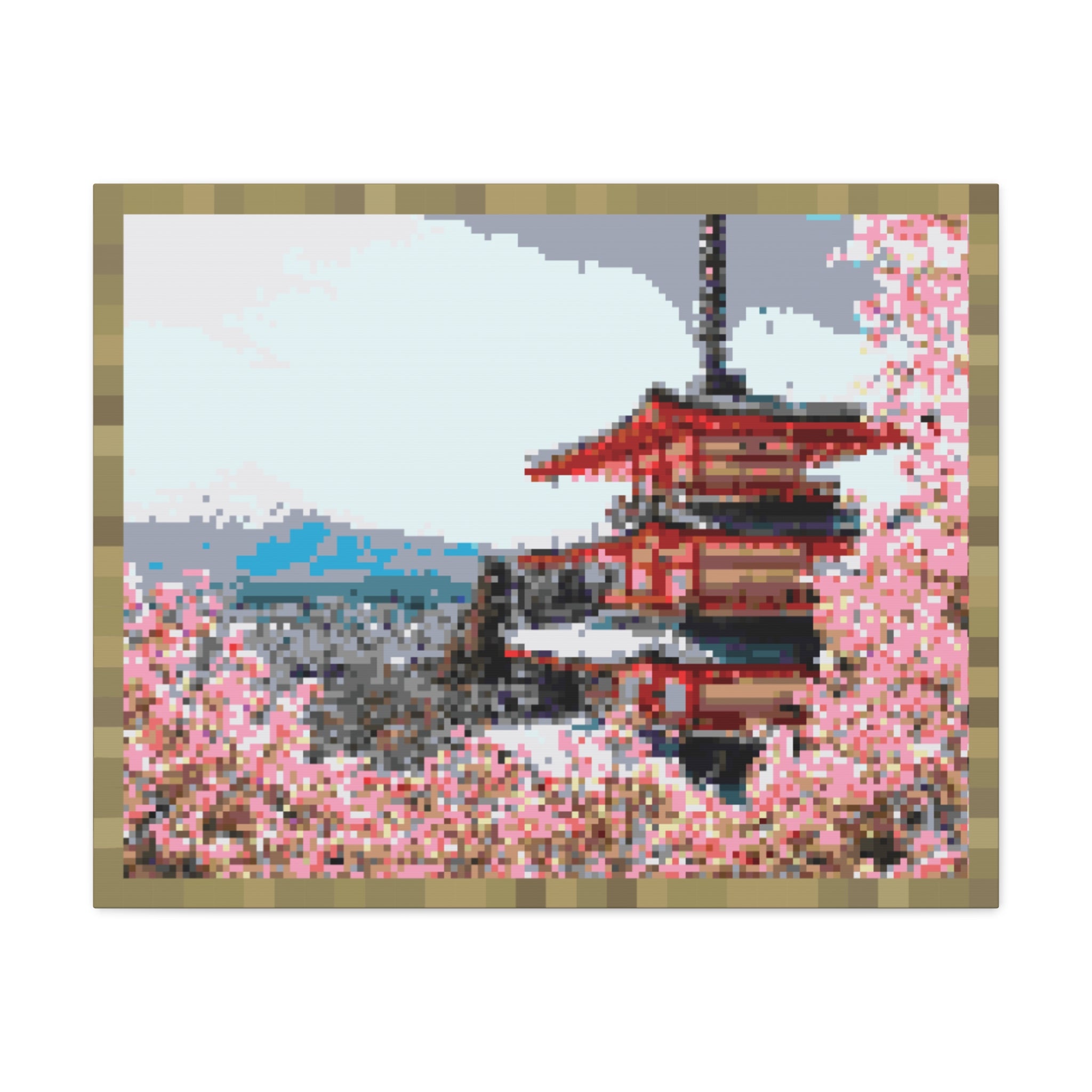 Japanese Cherry Blossom Name Pixel-Style Matte Canvas Print