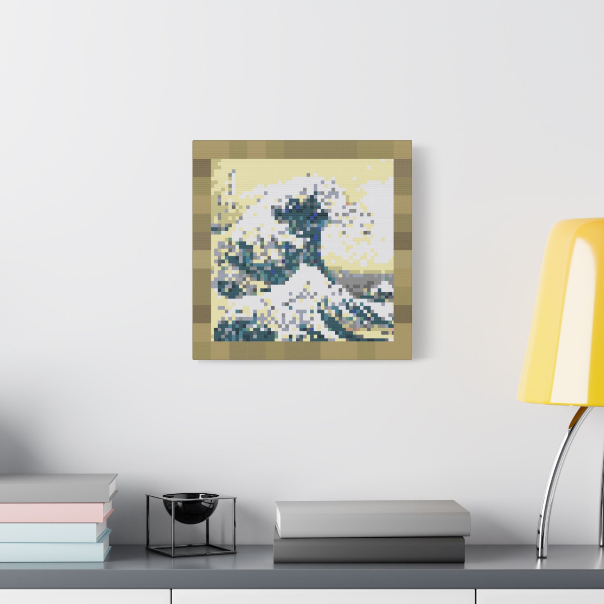 The Great Wave Pixel-Style Matte Canvas Print
