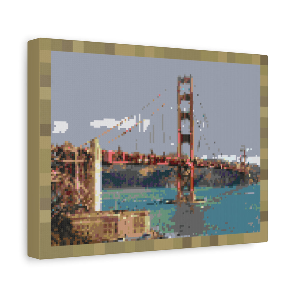 Golden Gate Bridge Pixel-Style Matte Canvas Print