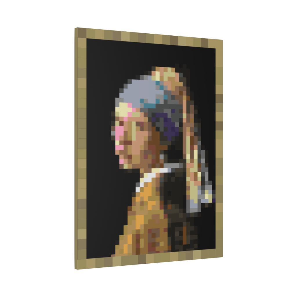 Girl with a Pearl Earring Pixel-Style Matte Canvas Print