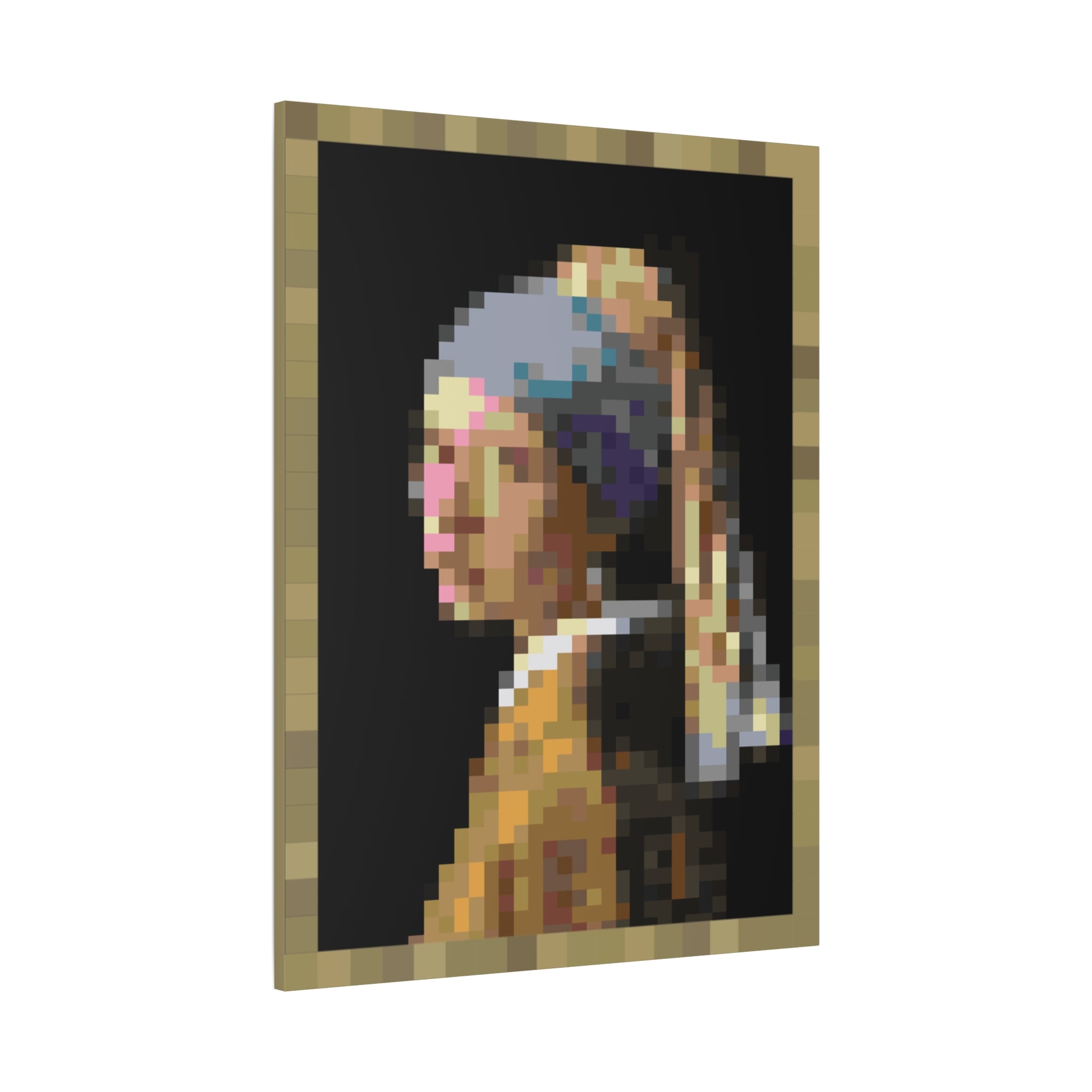Girl with a Pearl Earring Pixel-Style Matte Canvas Print