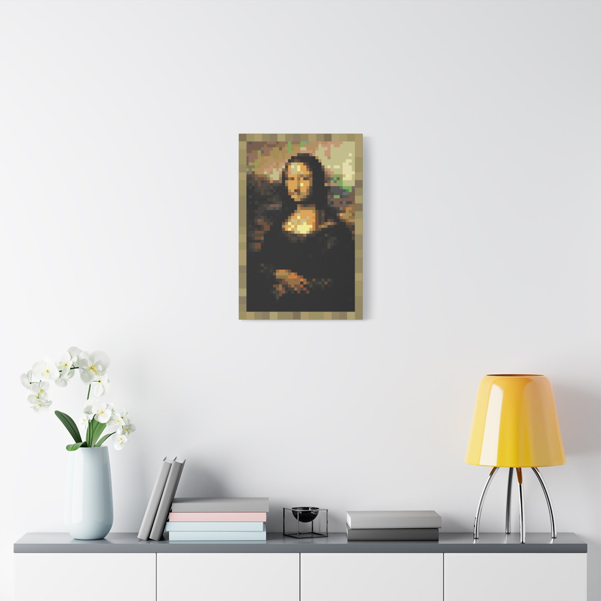 Mona Lisa Pixel-Style Matte Canvas Print