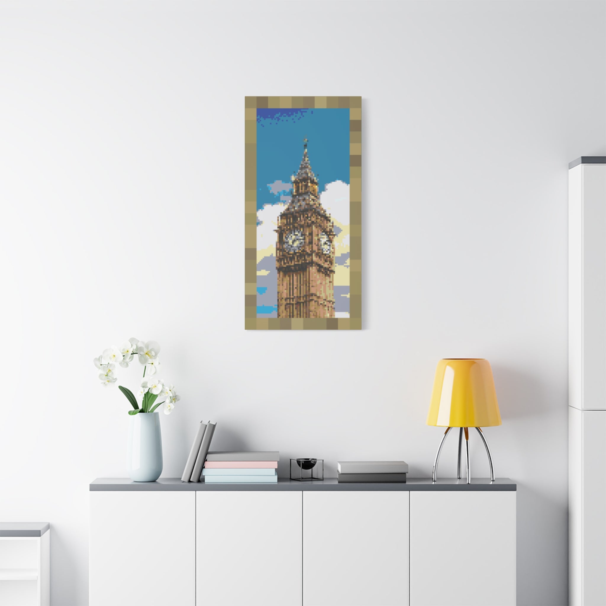 Big Ben Pixel-Style Matte Canvas Print