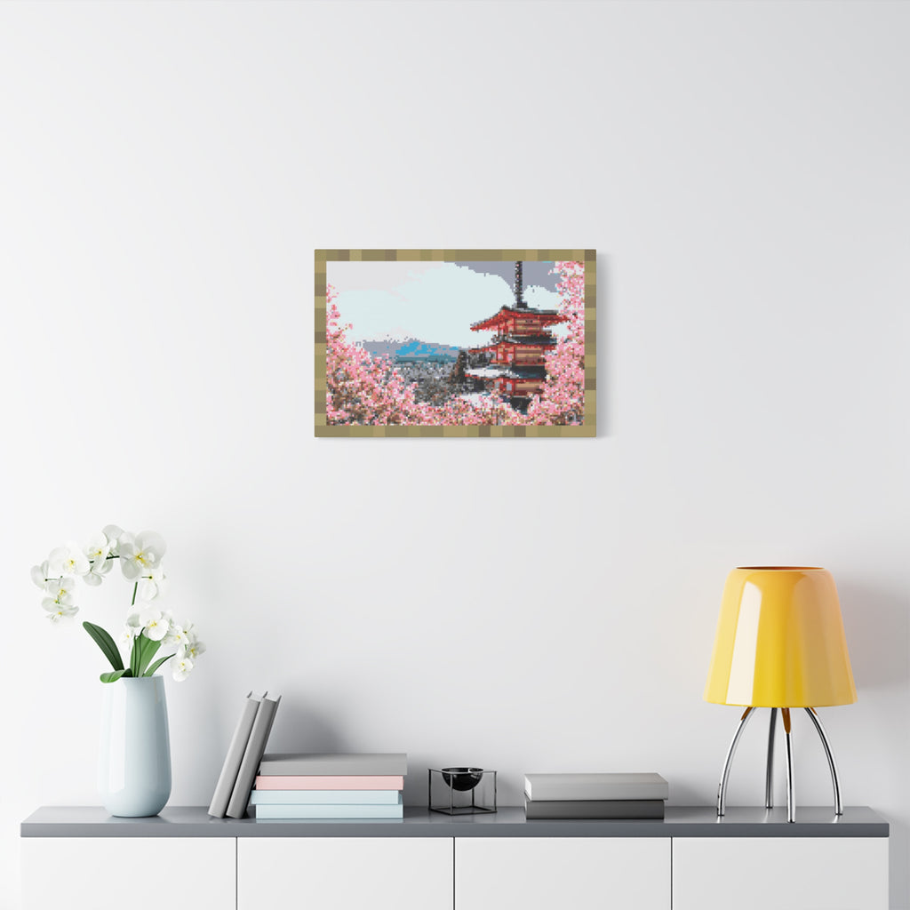 Japanese Cherry Blossom Name Pixel-Style Matte Canvas Print