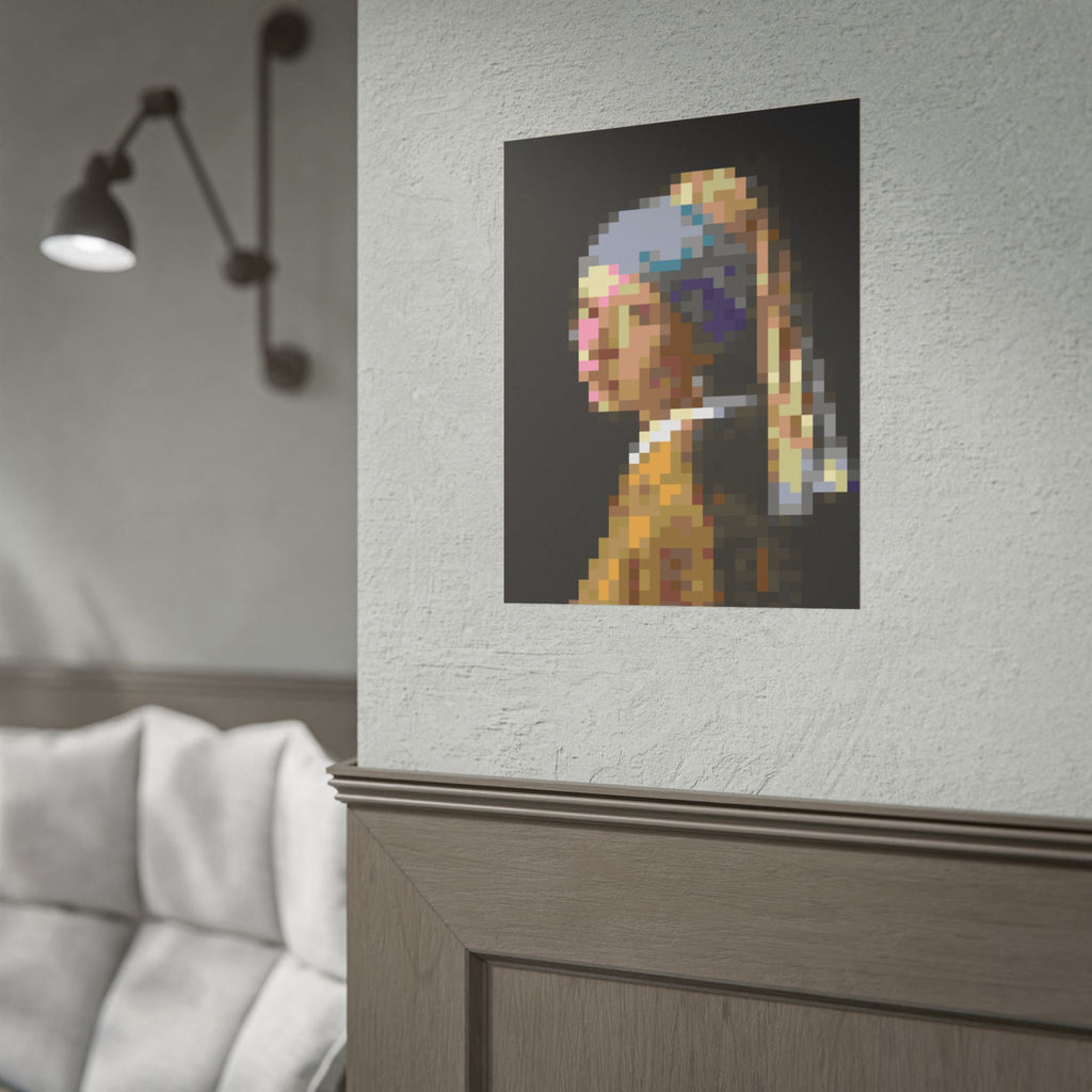 Girl with a Pearl Earring Pixel-Style Rolled Art Print