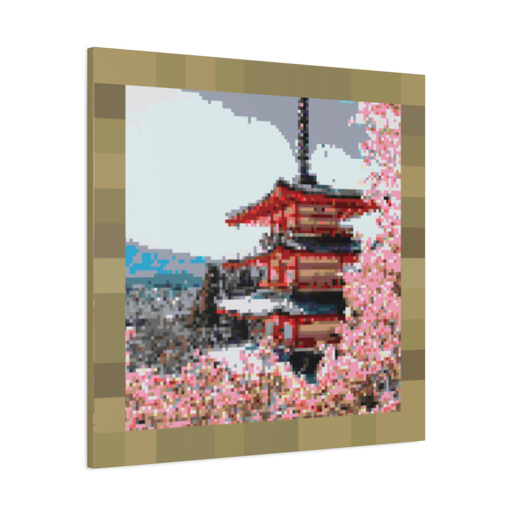 Japanese Cherry Blossom Name Pixel-Style Matte Canvas Print