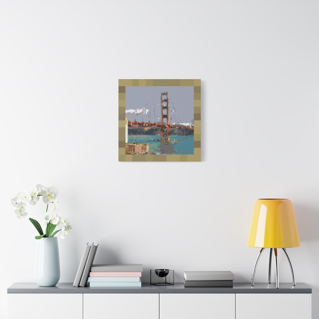 Golden Gate Bridge Pixel-Style Matte Canvas Print