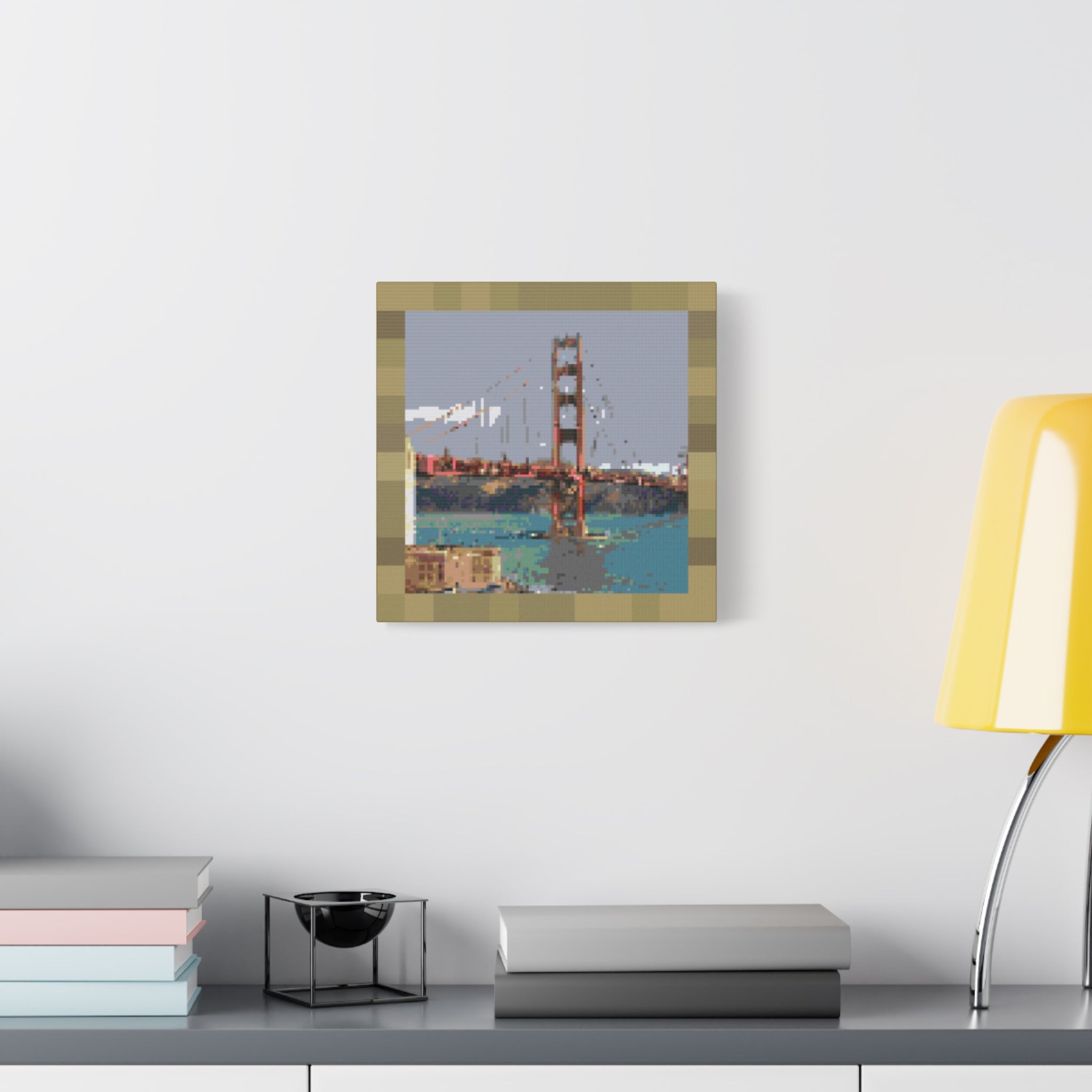 Golden Gate Bridge Pixel-Style Matte Canvas Print