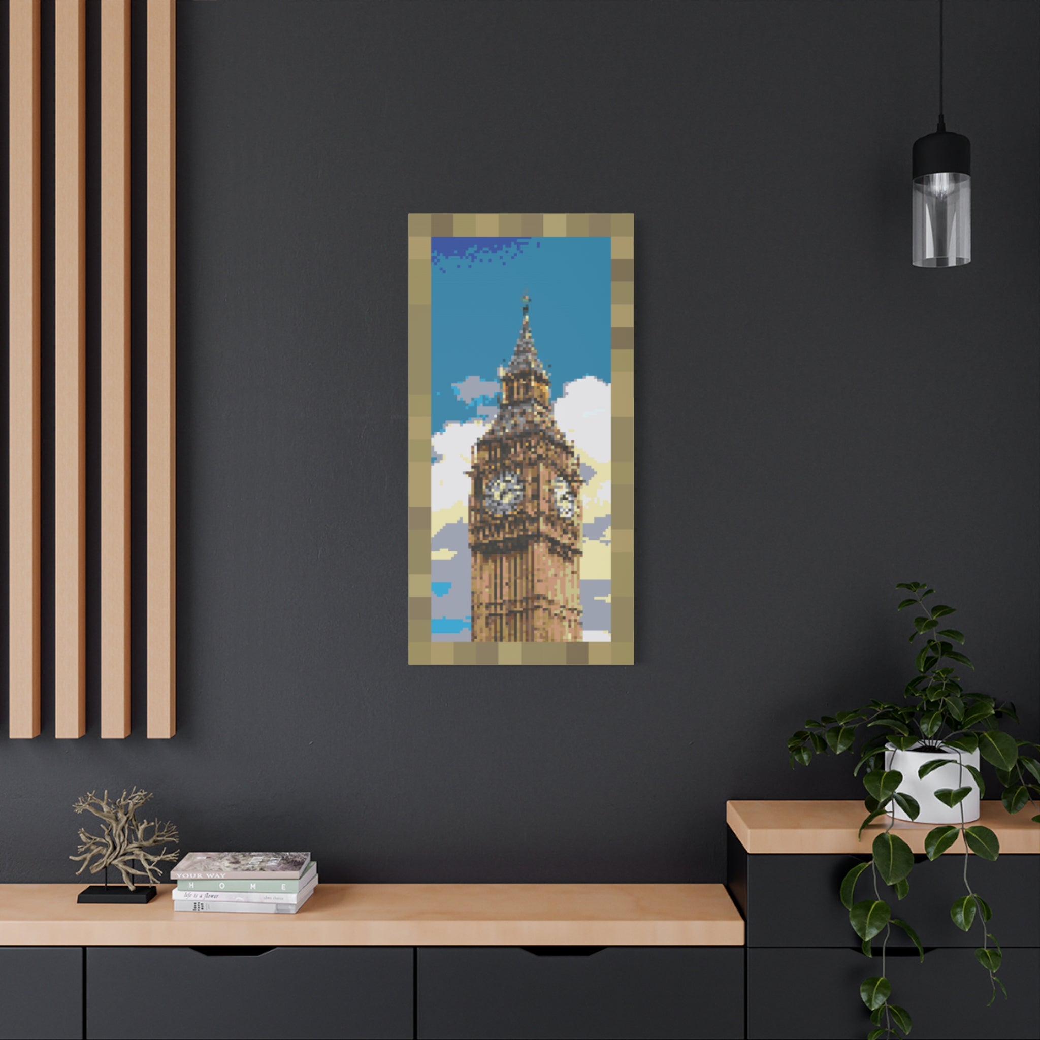 Big Ben Pixel-Style Matte Canvas Print