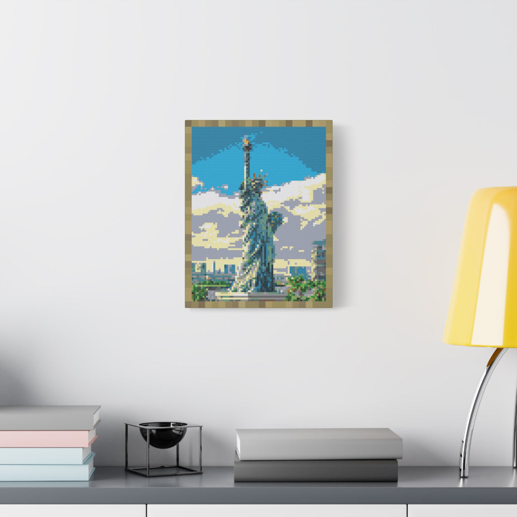 Statue of Liberty Pixel-Style Matte Canvas Print