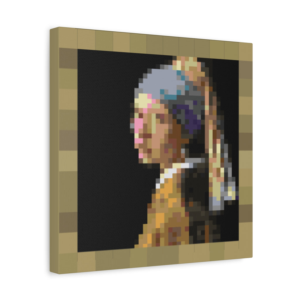 Girl with a Pearl Earring Pixel-Style Matte Canvas Print