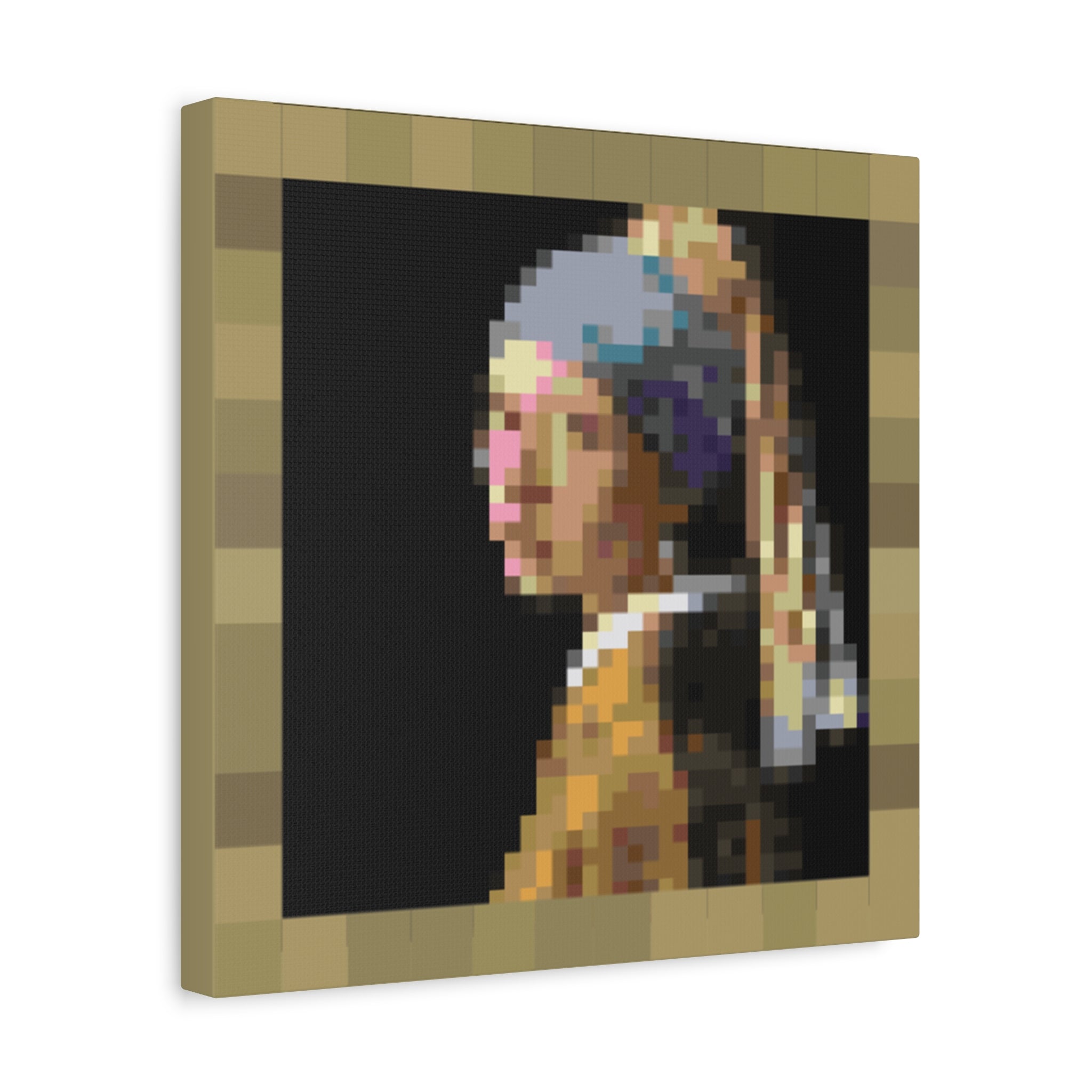 Girl with a Pearl Earring Pixel-Style Matte Canvas Print