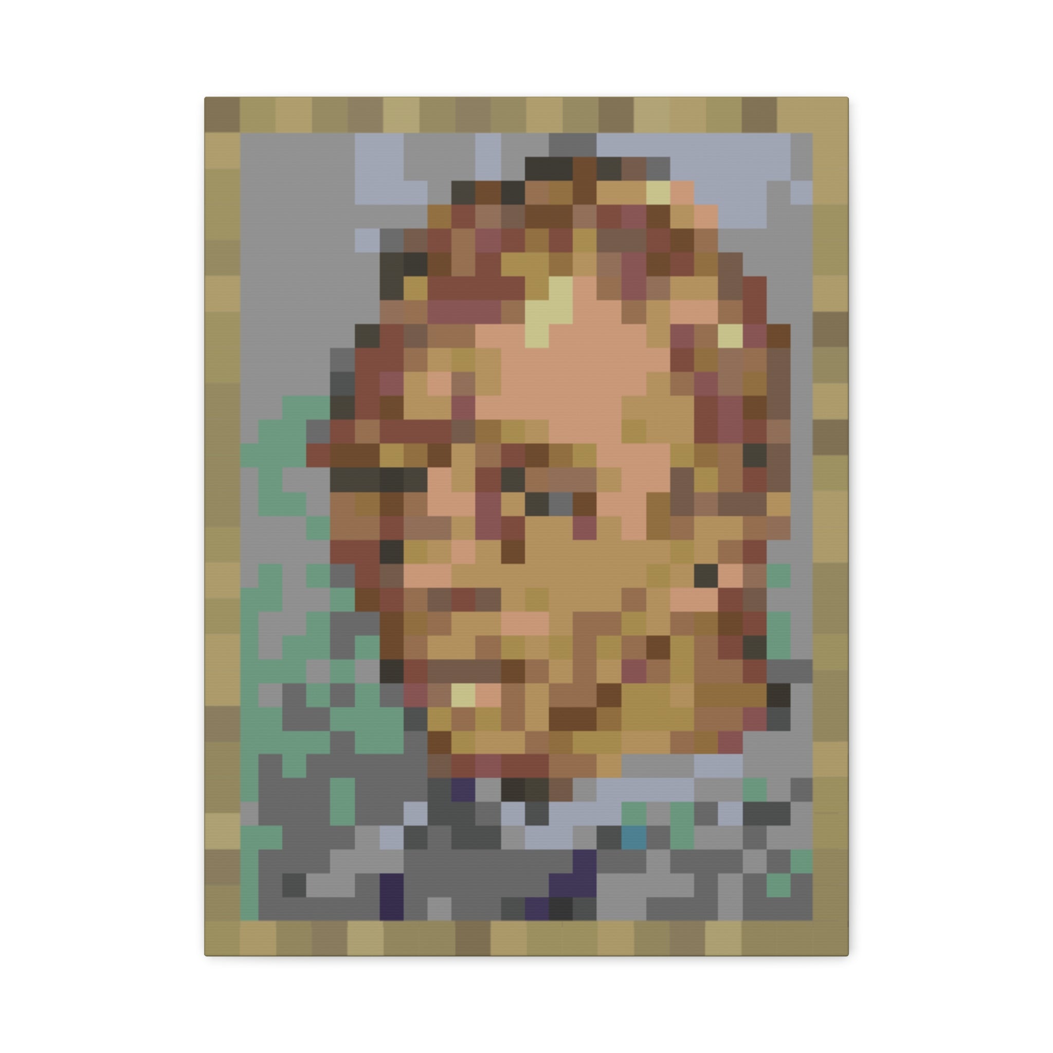 L'artiste Sans Barbe Pixel-Style Matte Canvas Print