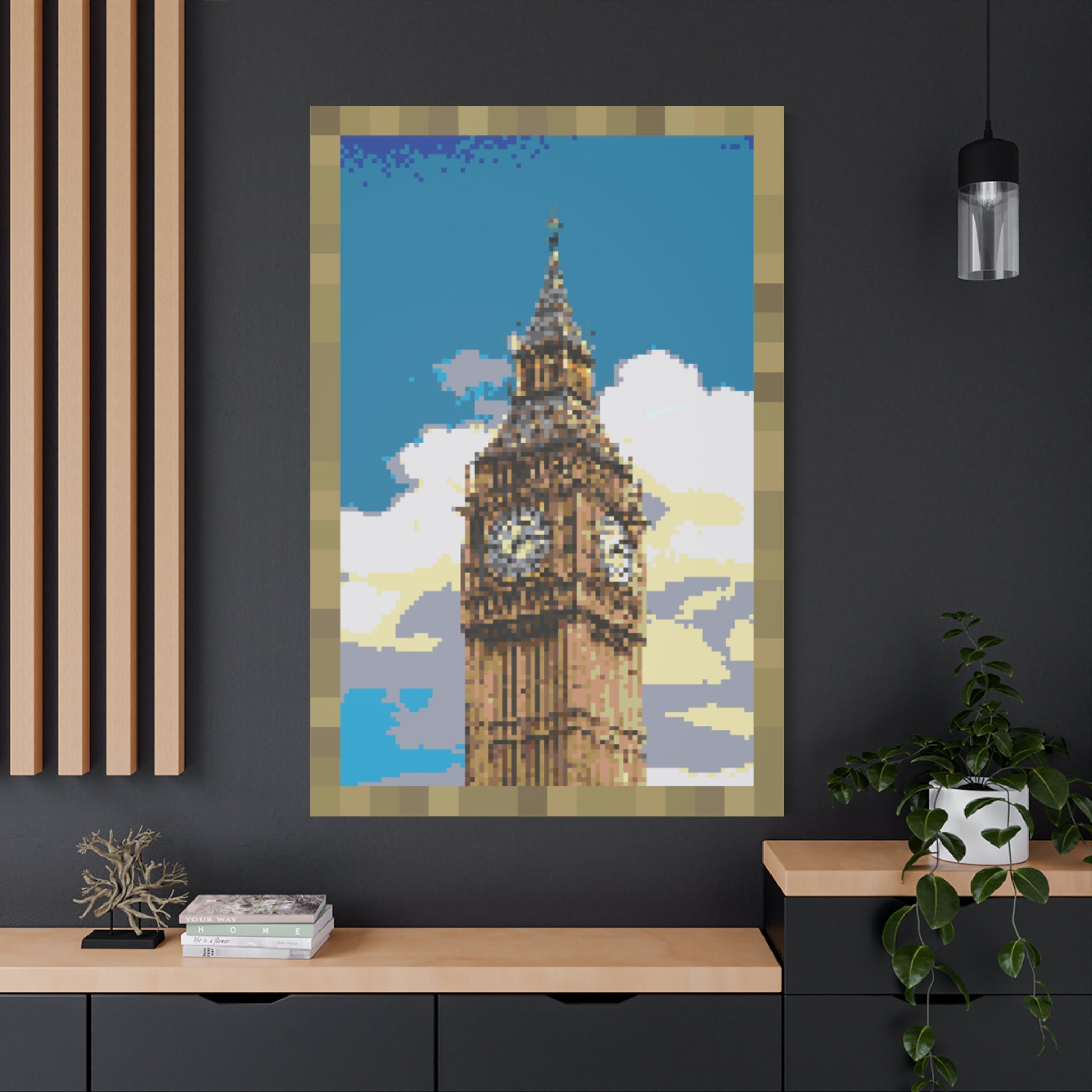 Big Ben Pixel-Style Matte Canvas Print