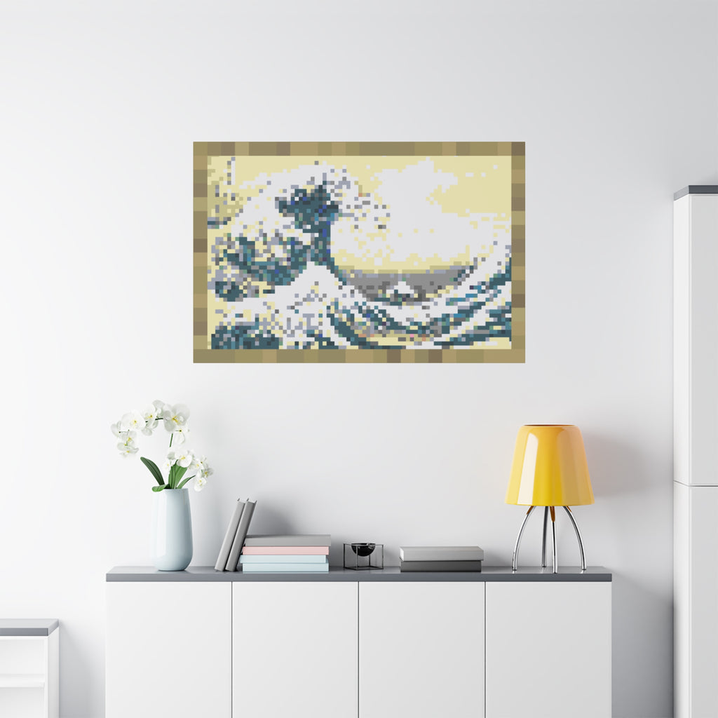 The Great Wave Pixel-Style Matte Canvas Print