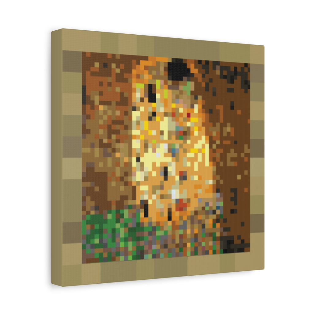 The Kiss Pixel-Style Matte Canvas Print