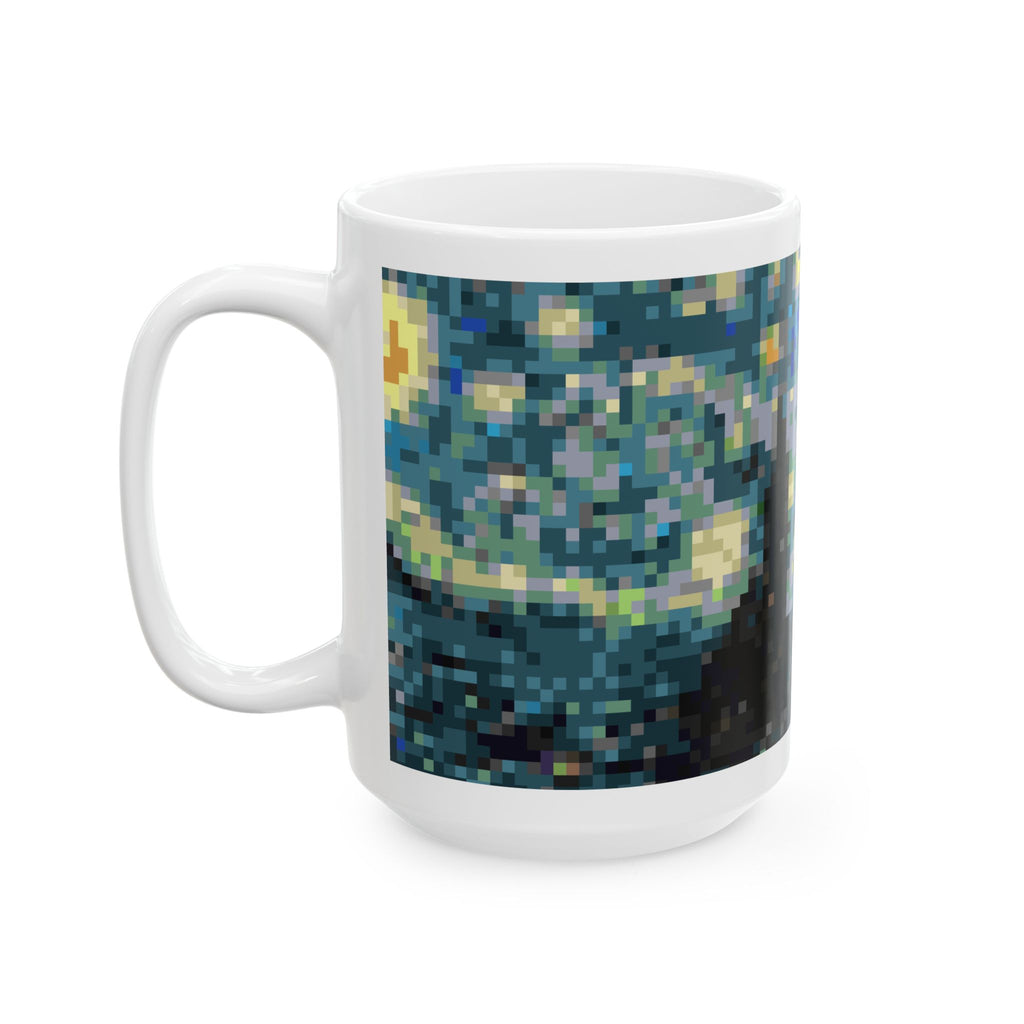 Starry Night Pixel-Style Ceramic Mug (11oz/15oz)