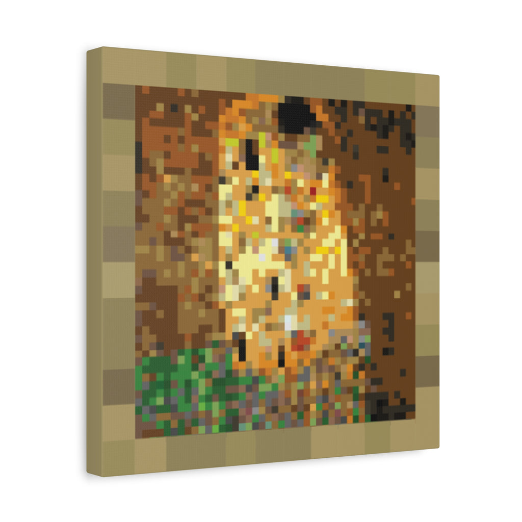 The Kiss Pixel-Style Matte Canvas Print