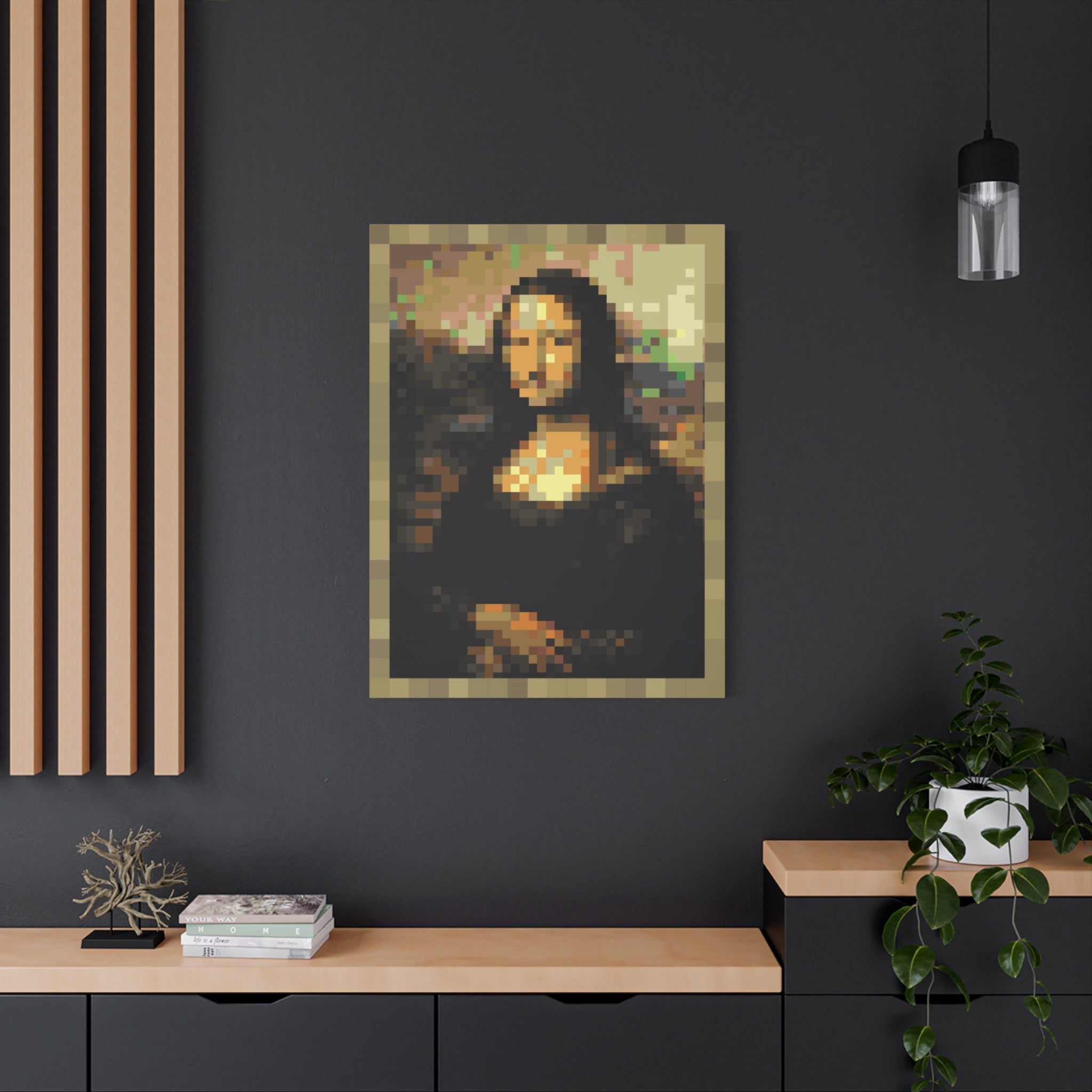 Mona Lisa Pixel-Style Matte Canvas Print