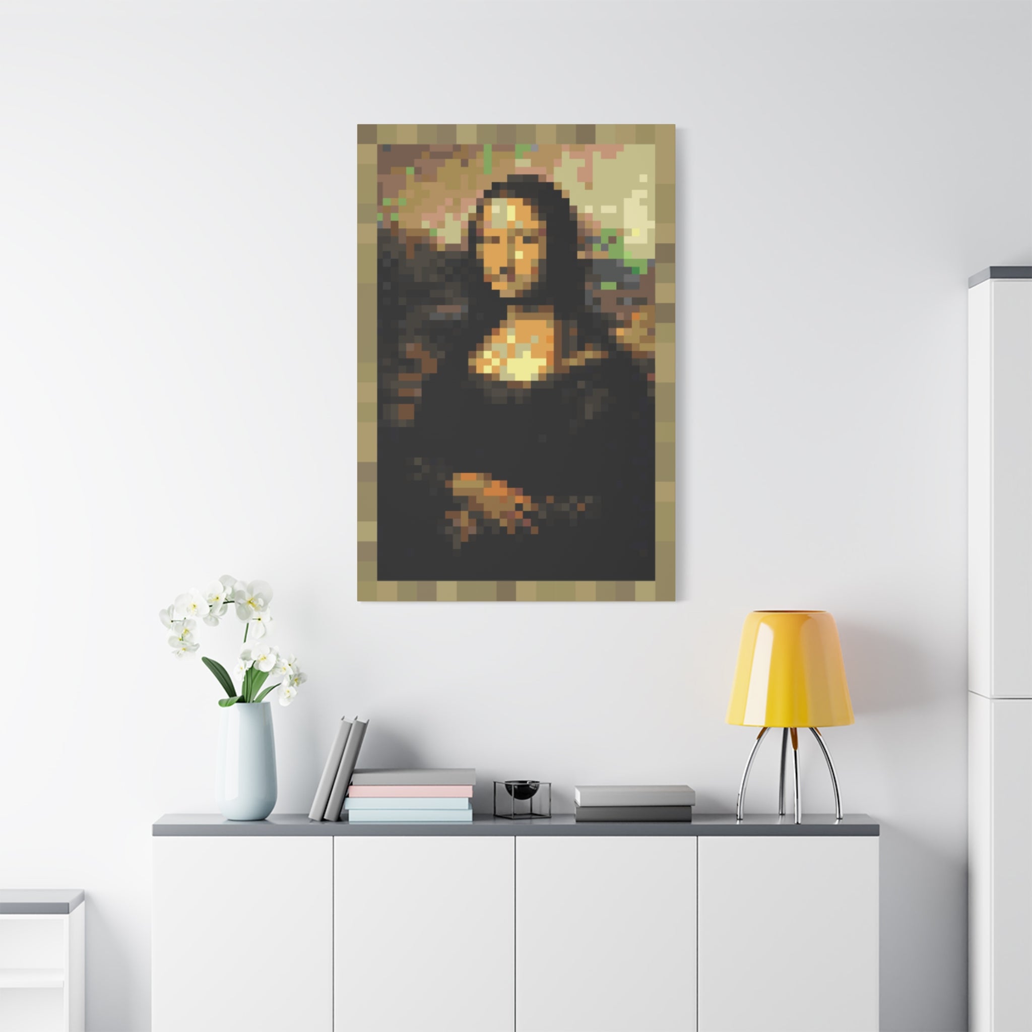 Mona Lisa Pixel-Style Matte Canvas Print