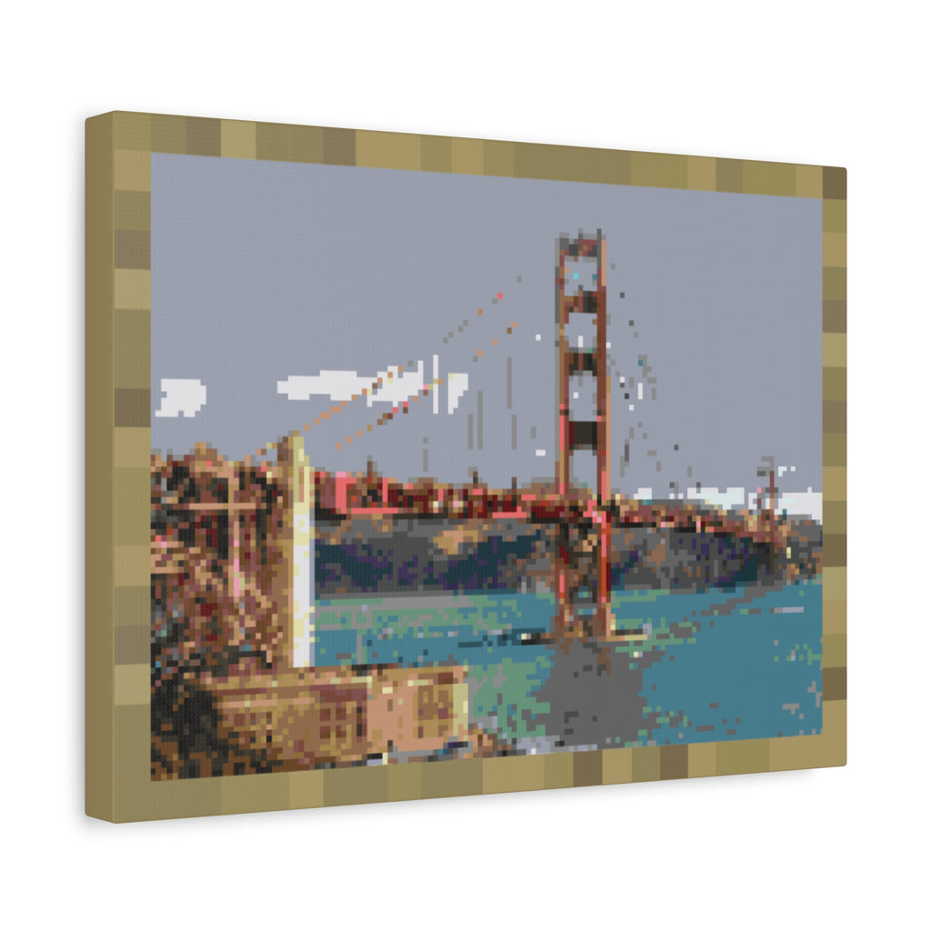Golden Gate Bridge Pixel-Style Matte Canvas Print