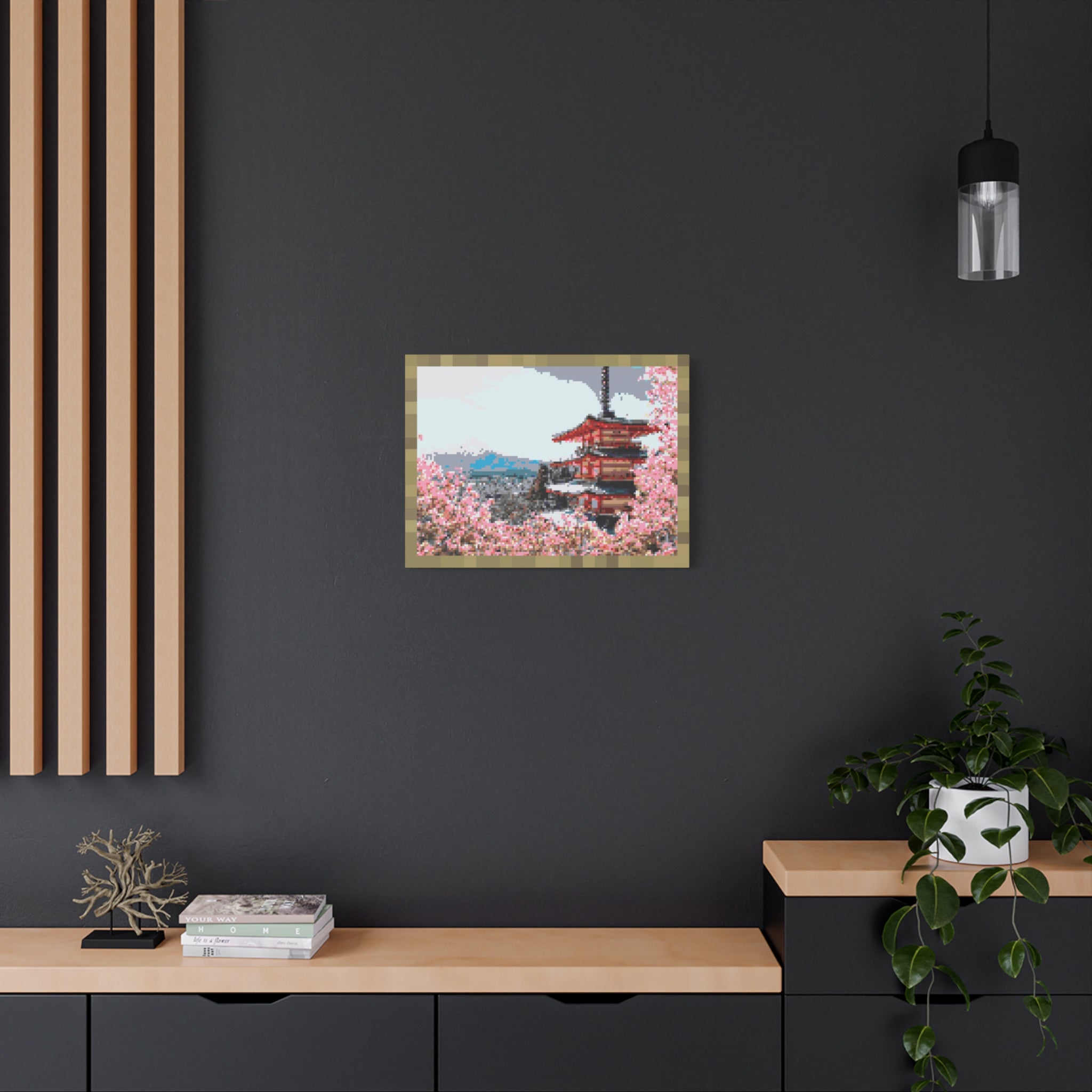 Japanese Cherry Blossom Name Pixel-Style Matte Canvas Print
