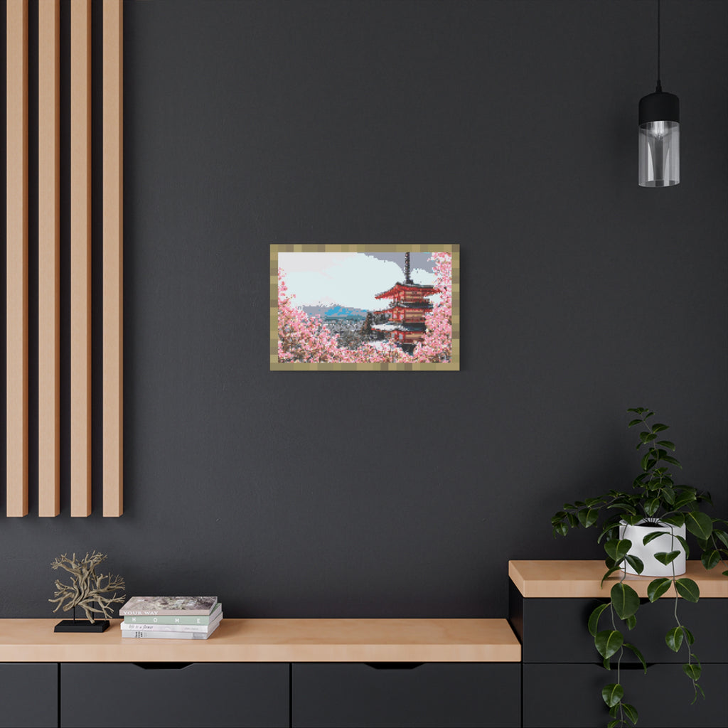Japanese Cherry Blossom Name Pixel-Style Matte Canvas Print