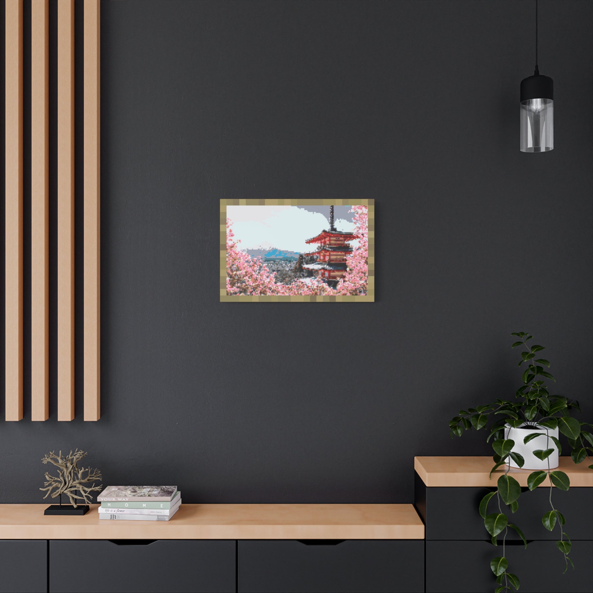 Japanese Cherry Blossom Name Pixel-Style Matte Canvas Print