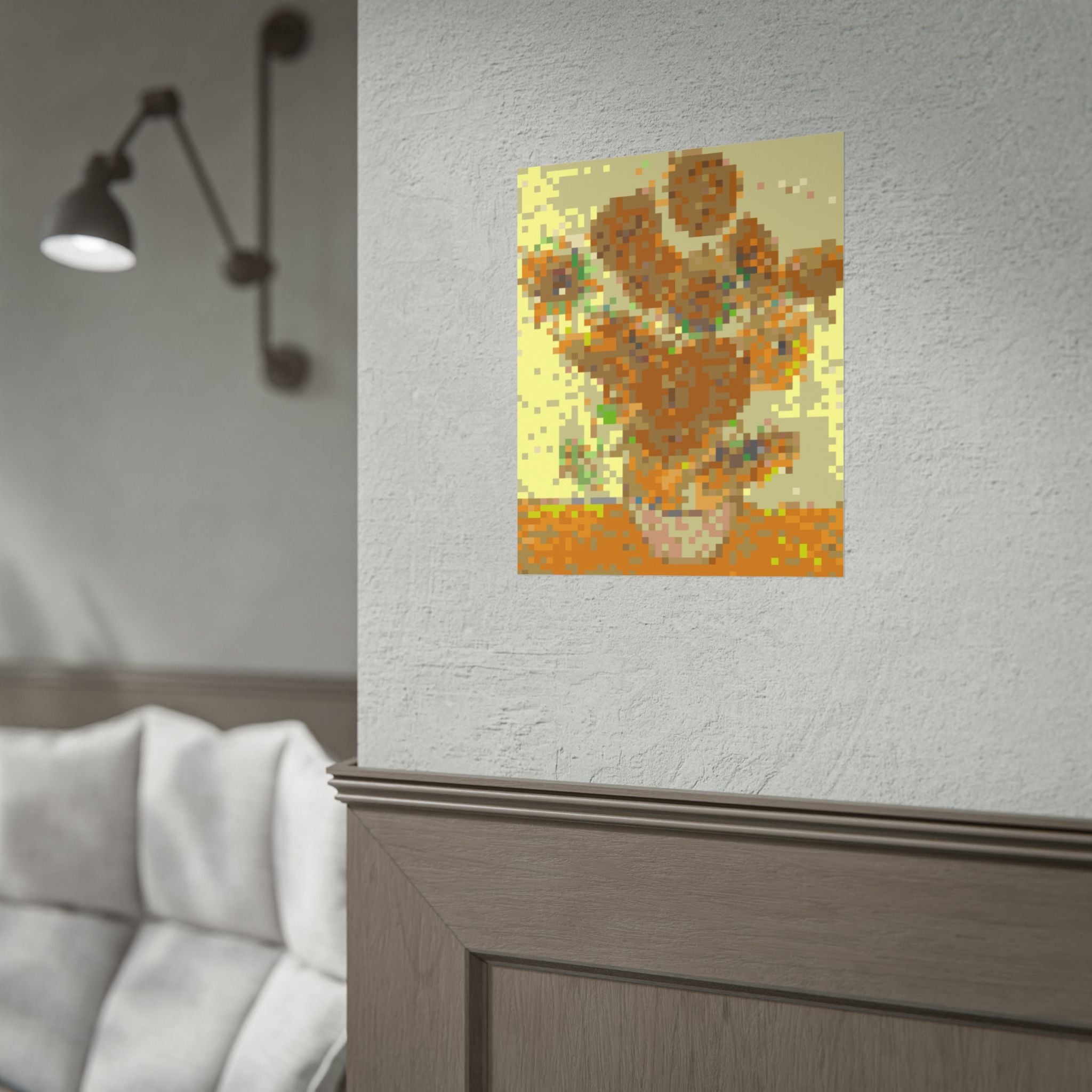 Sunflowers Pixel-Style Rolled Art Print