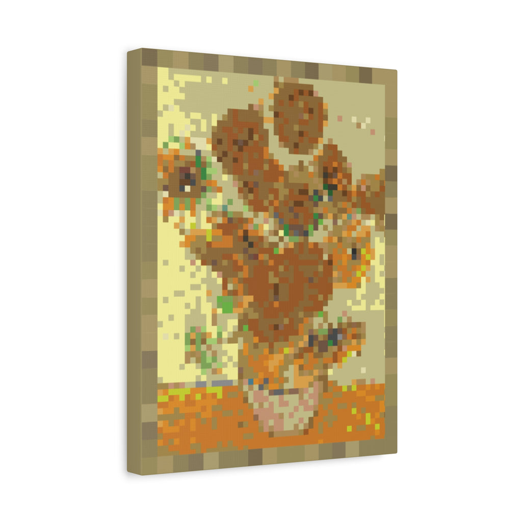 Sunflowers Pixel-Style Matte Canvas Print