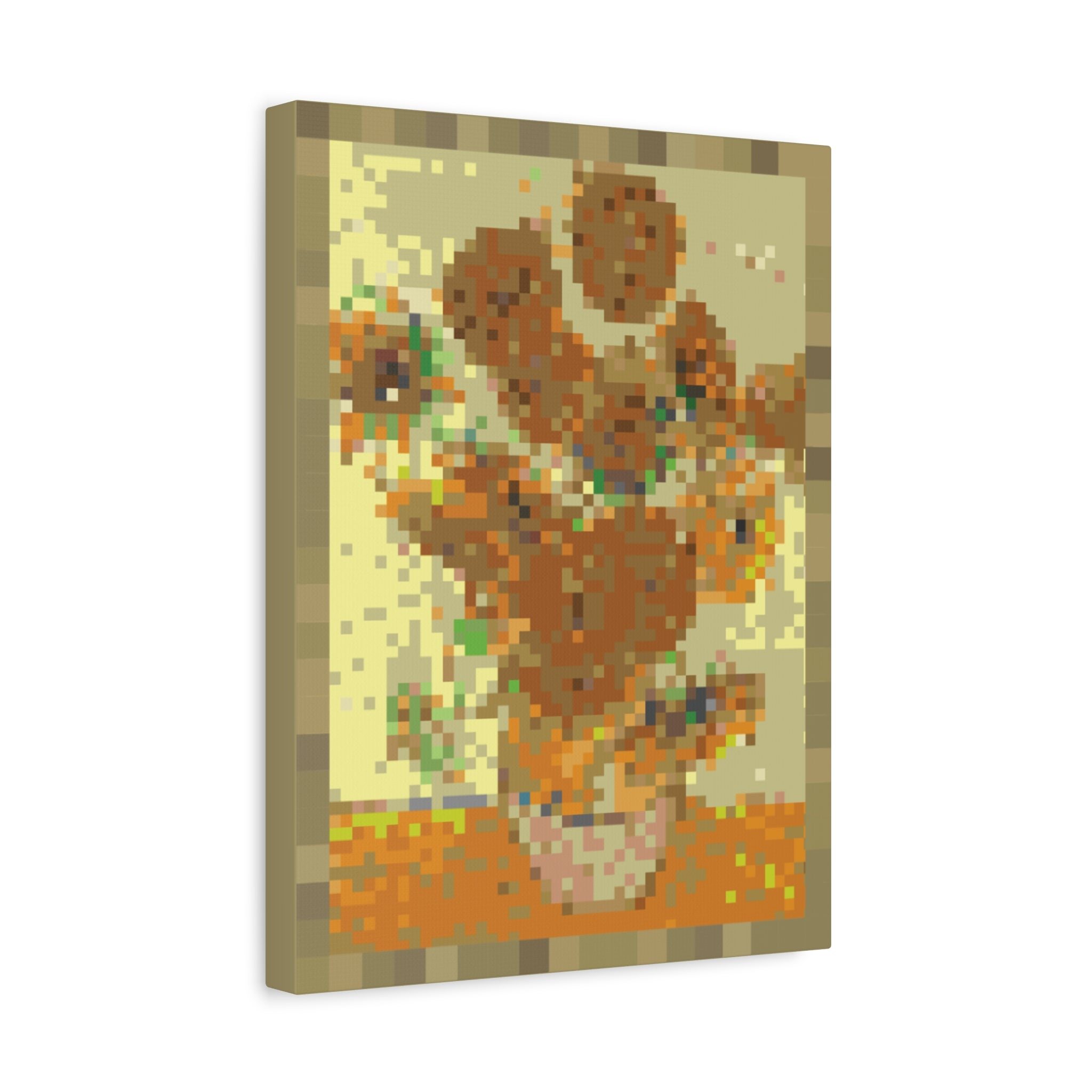 Sunflowers Pixel-Style Matte Canvas Print