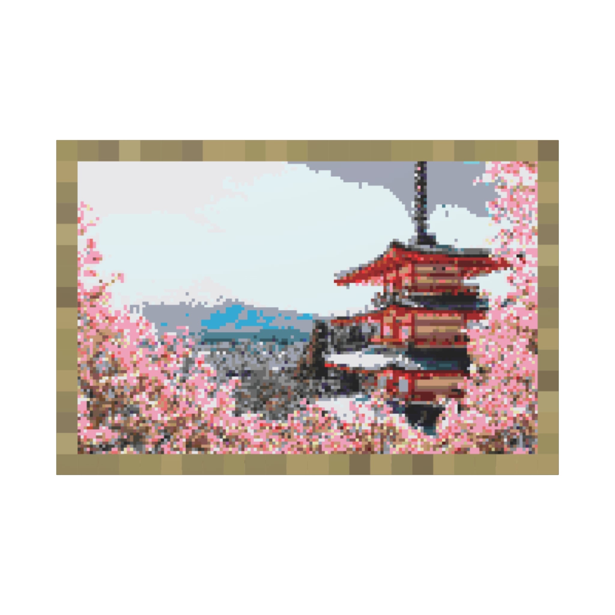 Japanese Cherry Blossom Name Pixel-Style Matte Canvas Print
