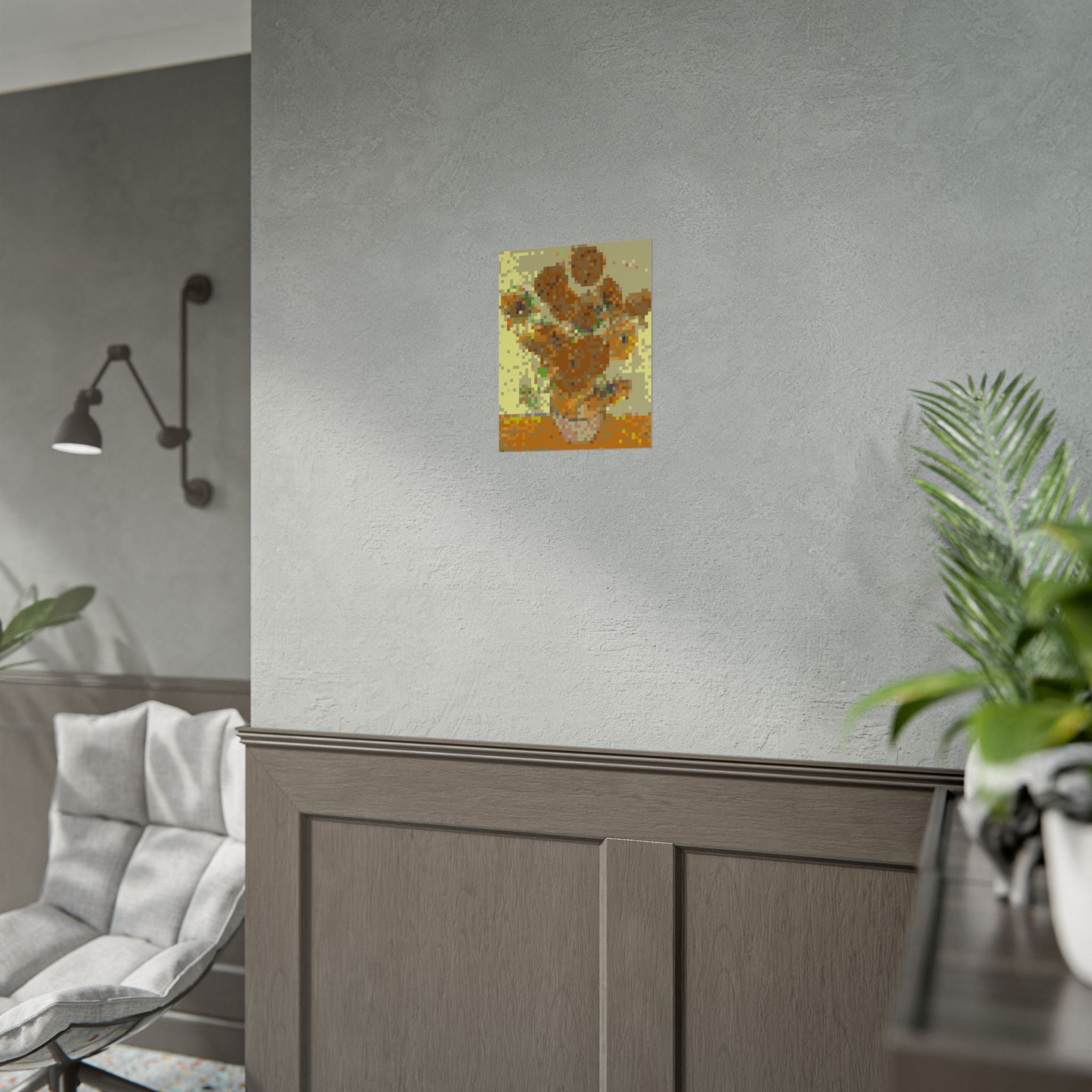 Sunflowers Pixel-Style Rolled Art Print
