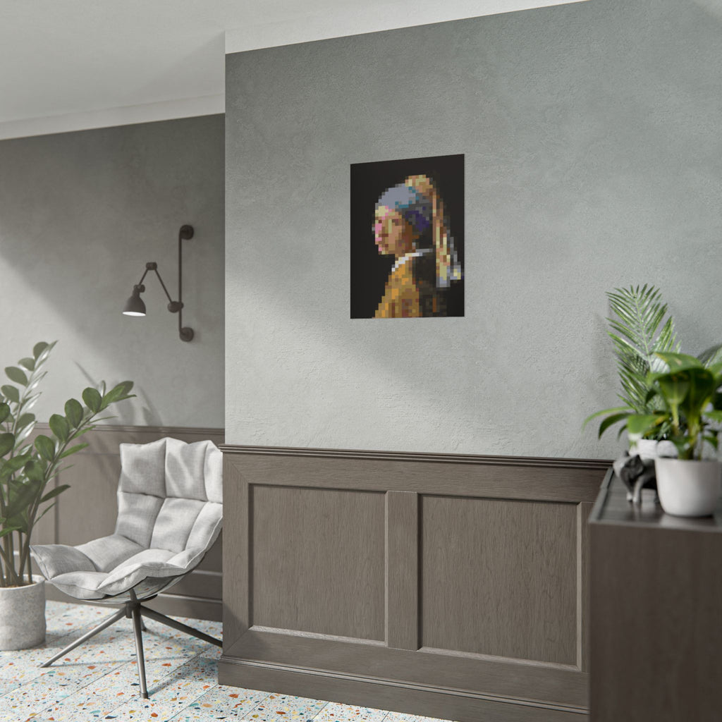 Girl with a Pearl Earring Pixel-Style Rolled Art Print