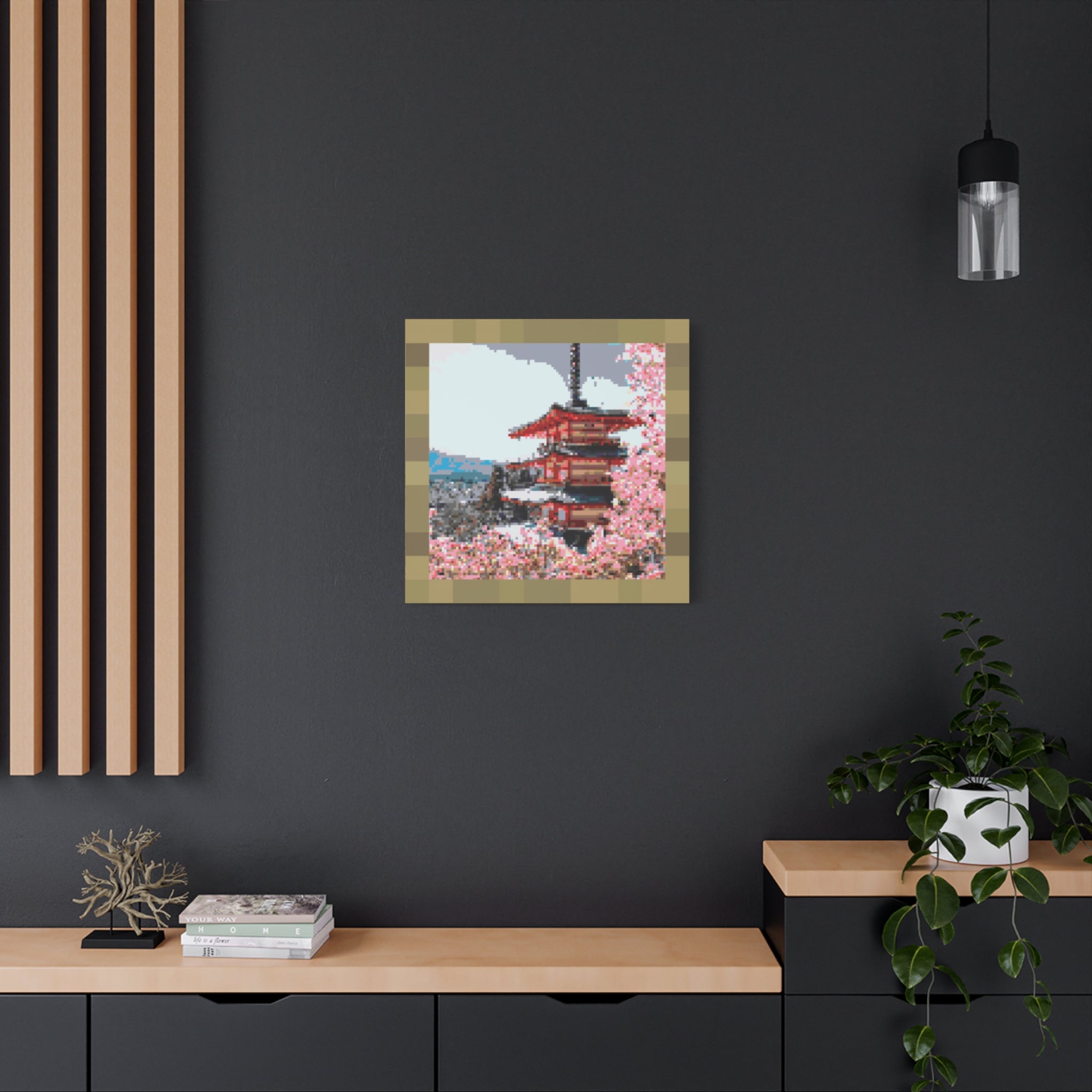 Japanese Cherry Blossom Name Pixel-Style Matte Canvas Print