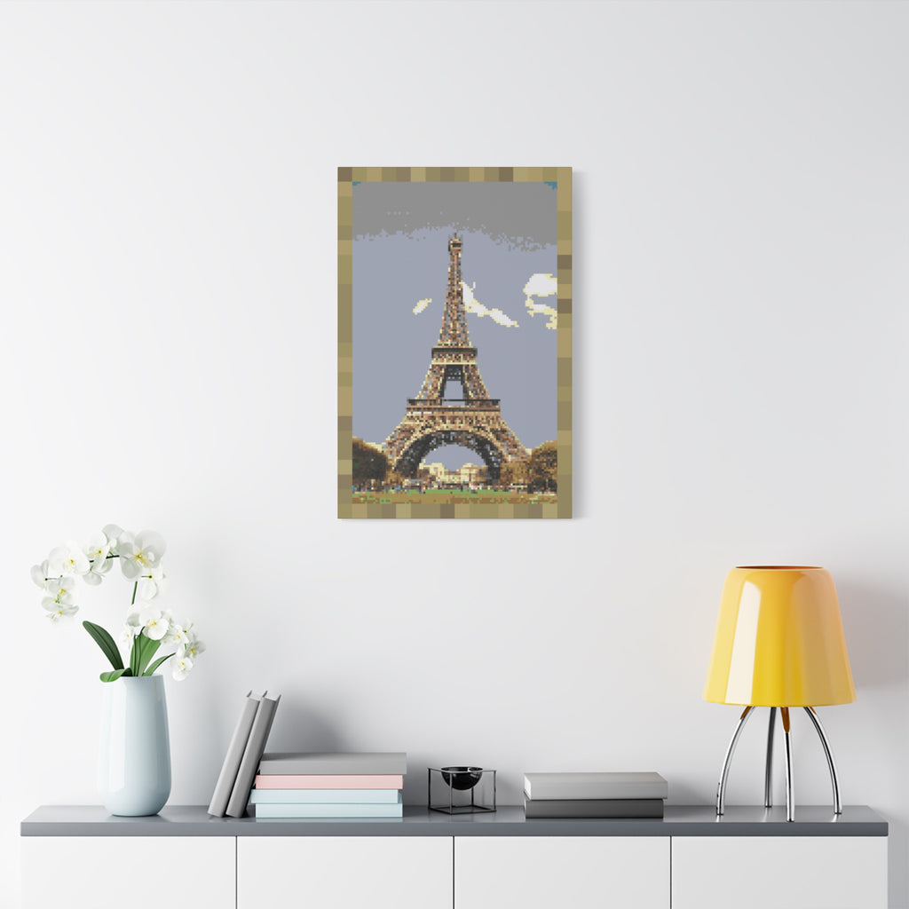 Eiffel Tower Pixel-Style Matte Canvas Print