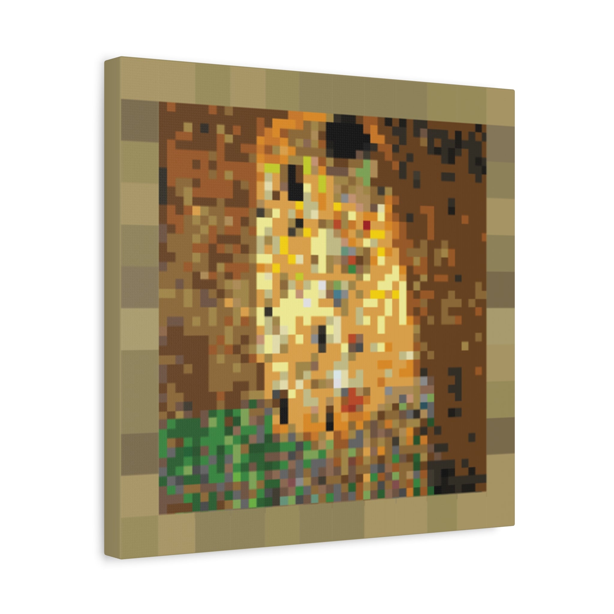 The Kiss Pixel-Style Matte Canvas Print