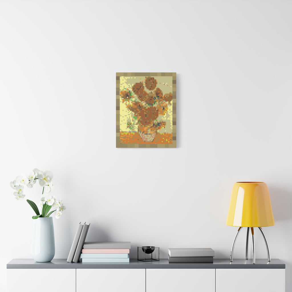 Sunflowers Pixel-Style Matte Canvas Print
