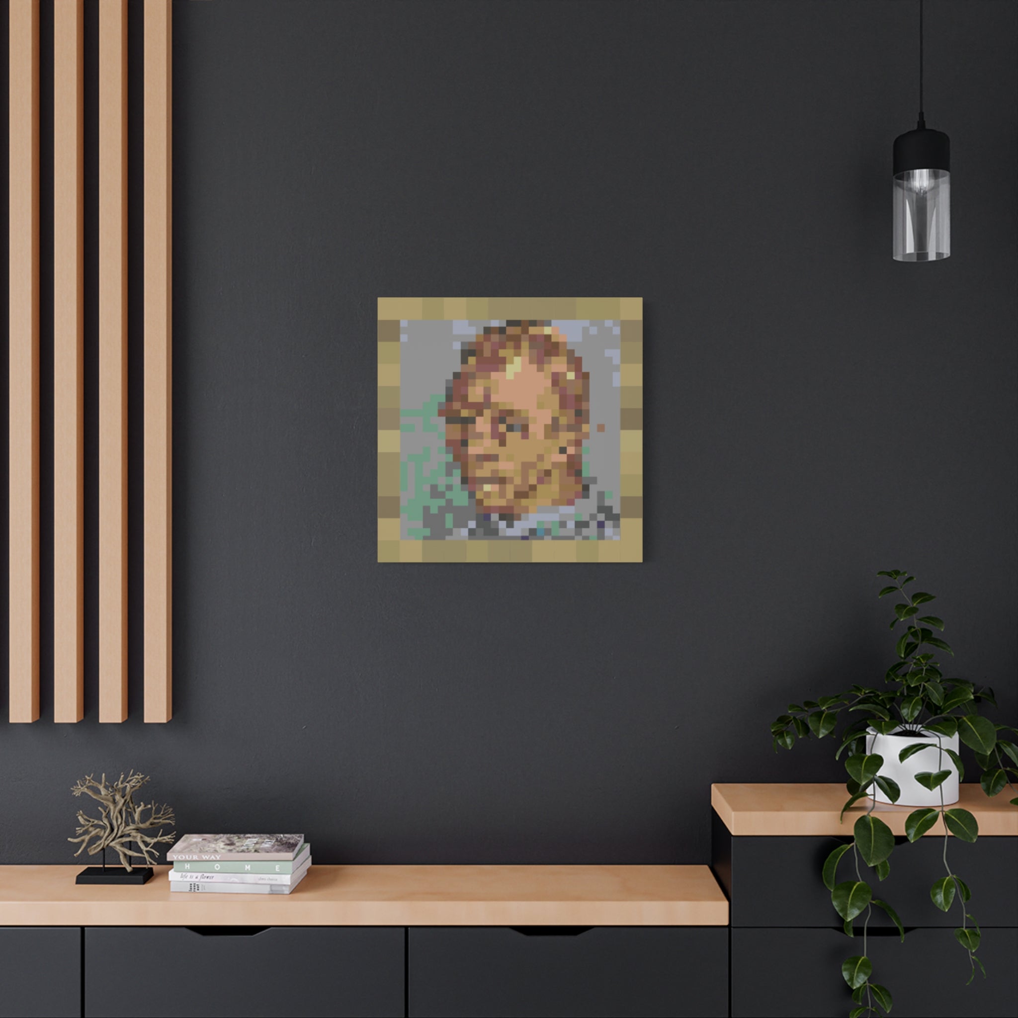 L'artiste Sans Barbe Pixel-Style Matte Canvas Print