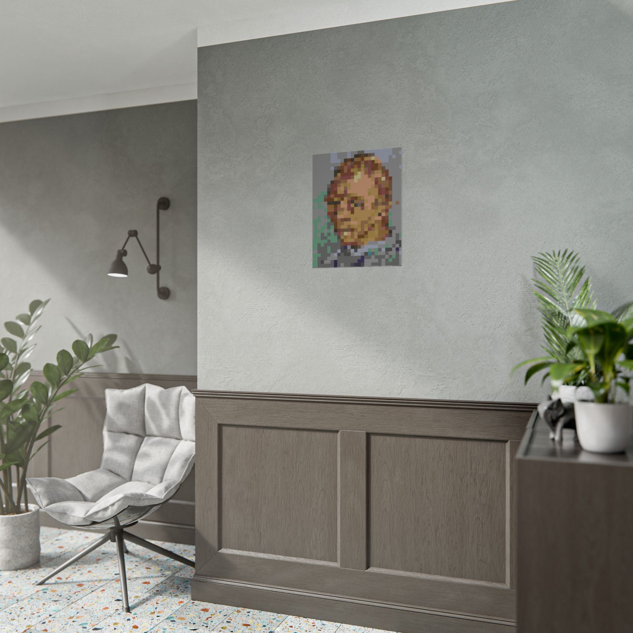 L'artiste Sans Barbe Pixel-Style Rolled Art Print
