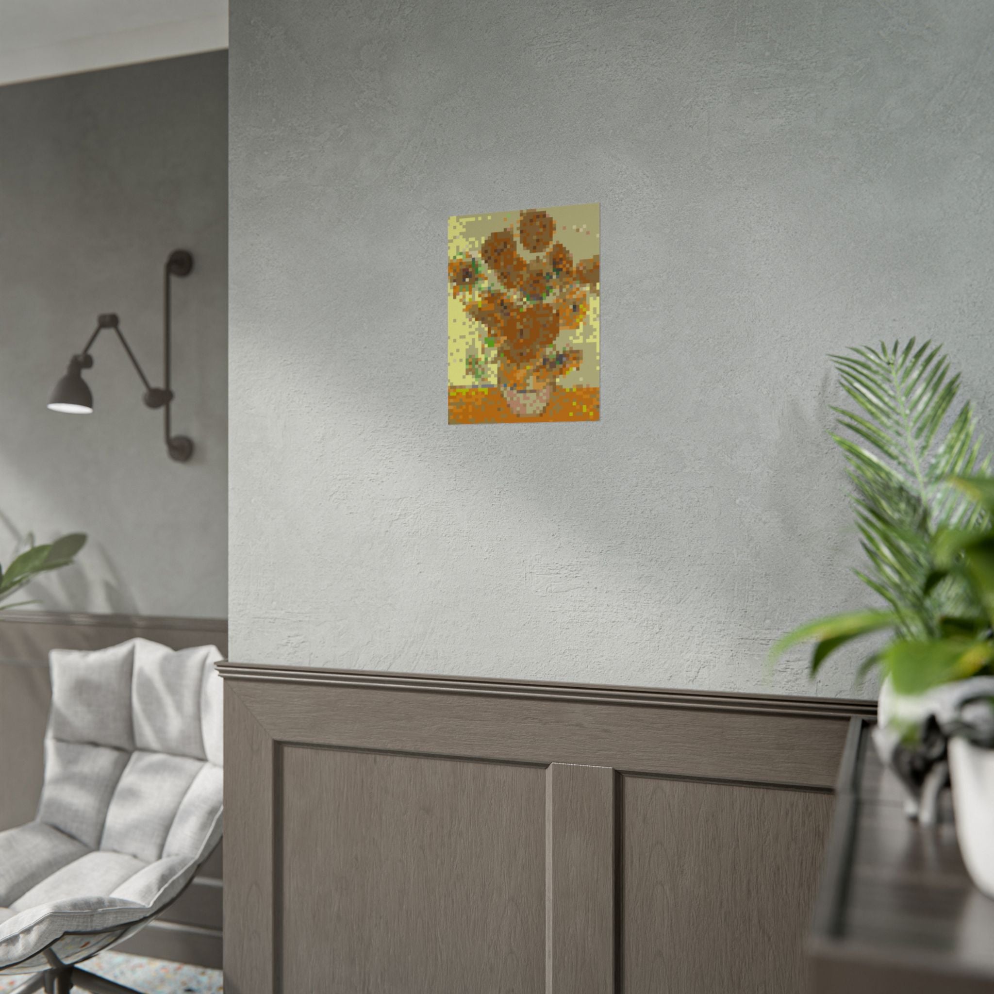 Sunflowers Pixel-Style Rolled Art Print