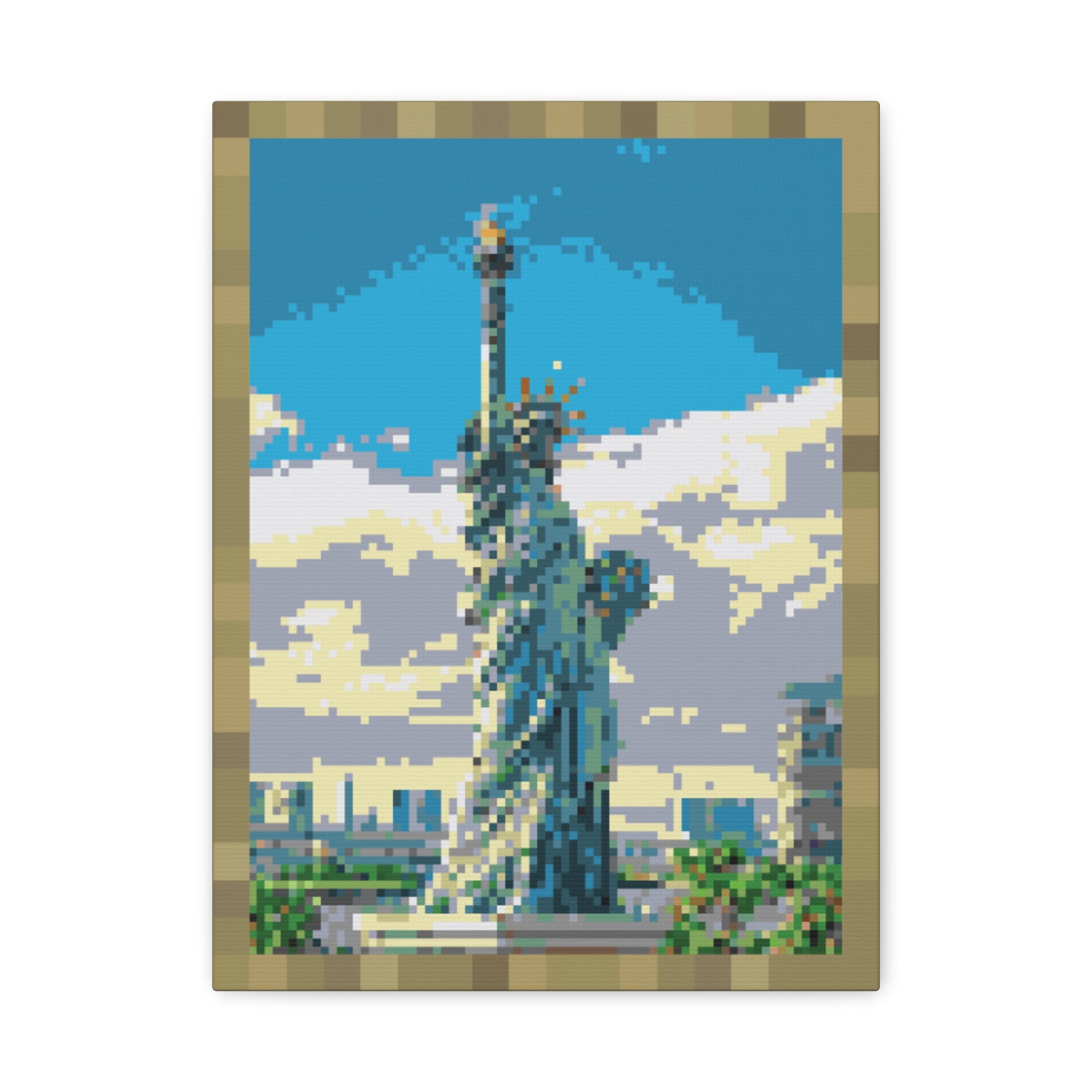 Statue of Liberty Pixel-Style Matte Canvas Print