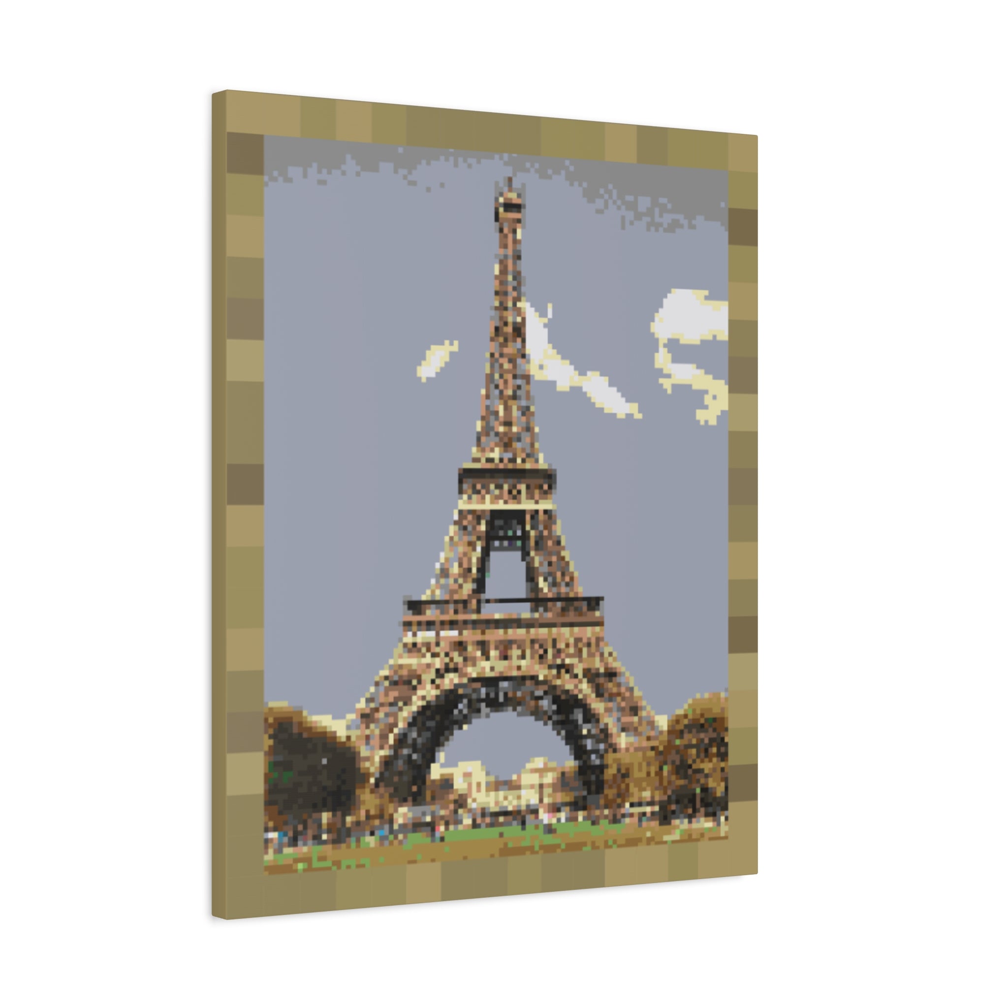 Eiffel Tower Pixel-Style Matte Canvas Print