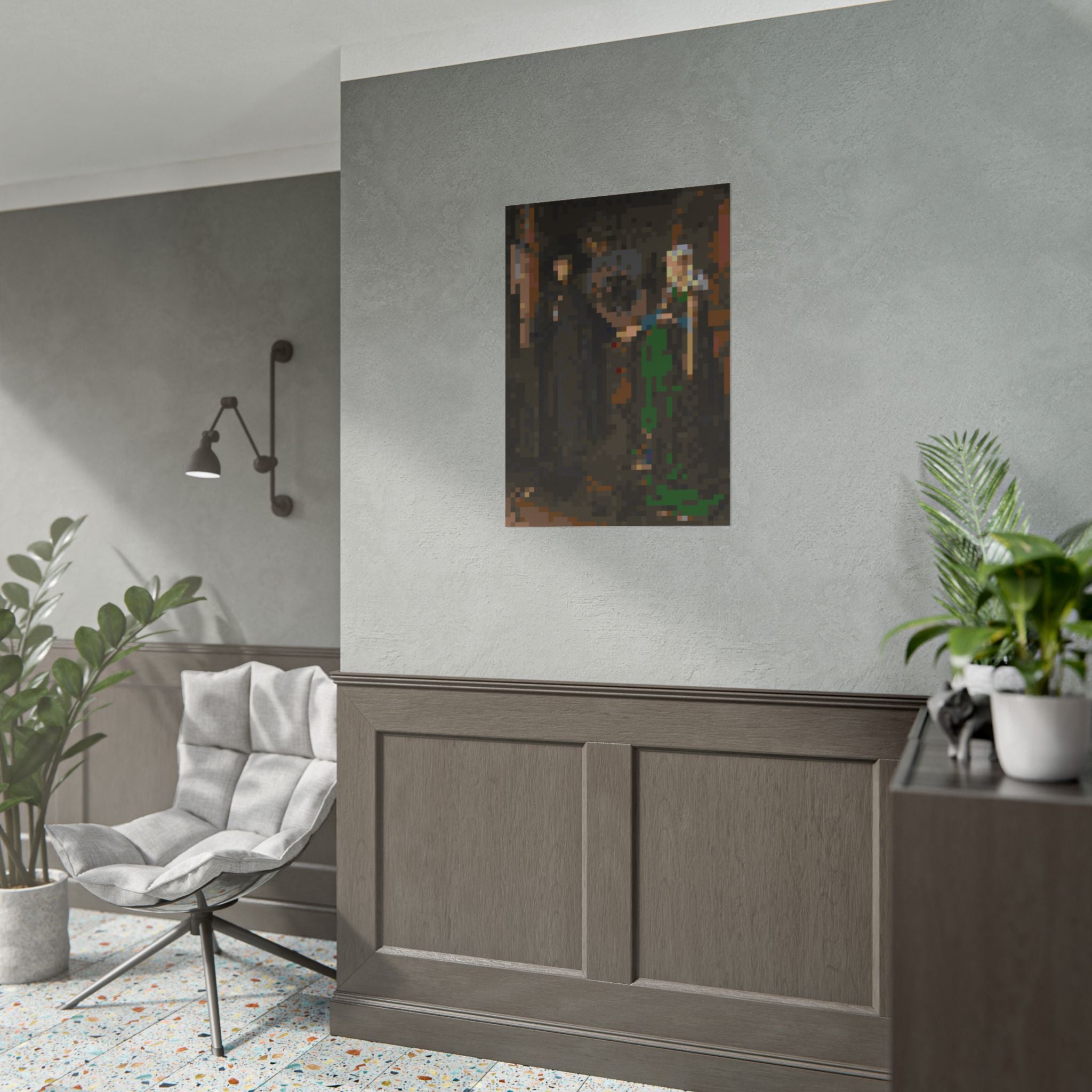 The Arnolfini Portrait Pixel-Style Rolled Art Print