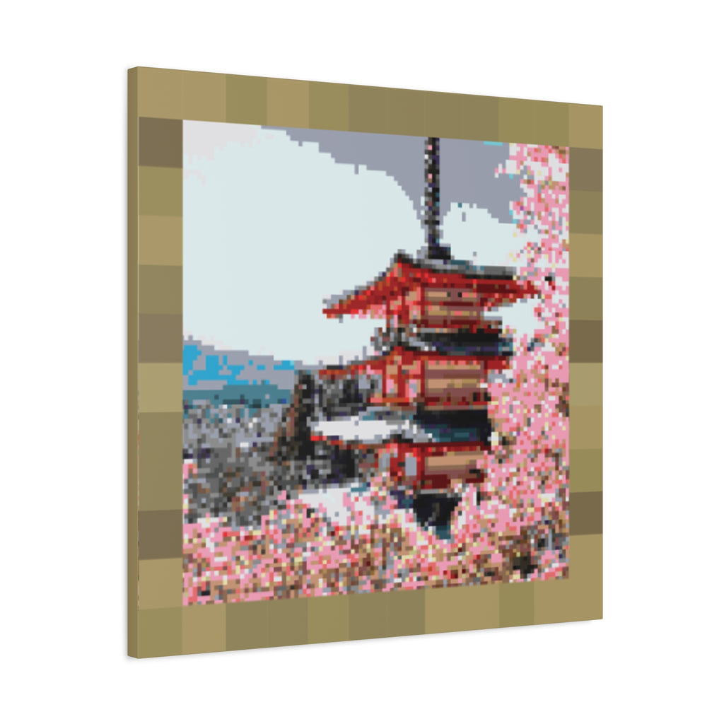Japanese Cherry Blossom Name Pixel-Style Matte Canvas Print